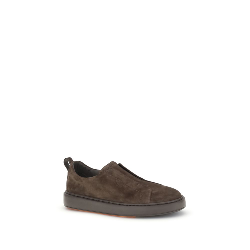 Santoni Brown Calf Leather Bos Taurus Low Top Sneakers | Regal Royce