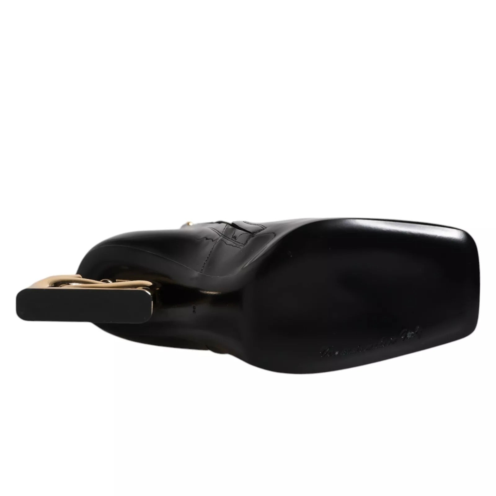 Dolce & Gabbana Black Jackie Leather Mid Calf Boots Shoes | Regal Royce