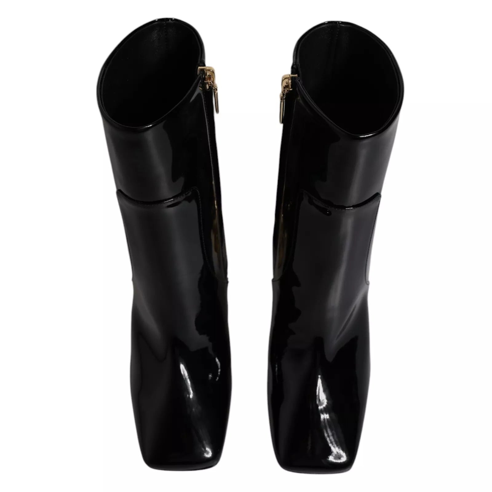 Dolce & Gabbana Black Jackie Leather Mid Calf Boots Shoes | Regal Royce