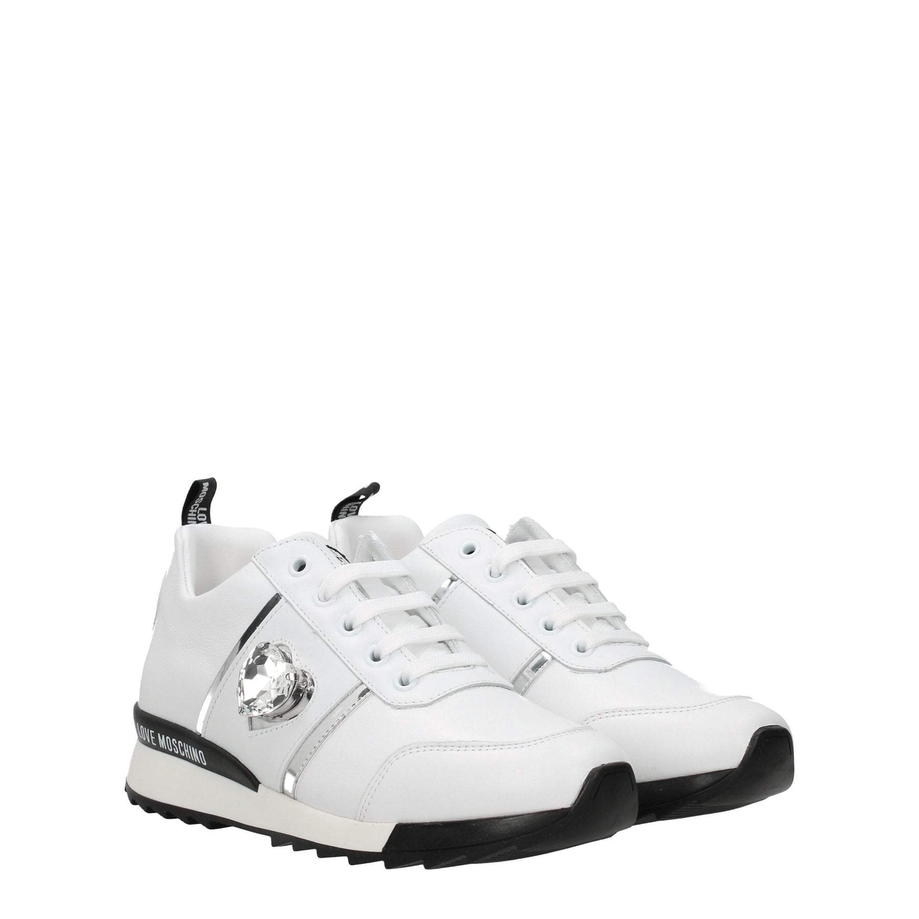 Love Moschino White Leather Low Top Sneakers | Regal Royce