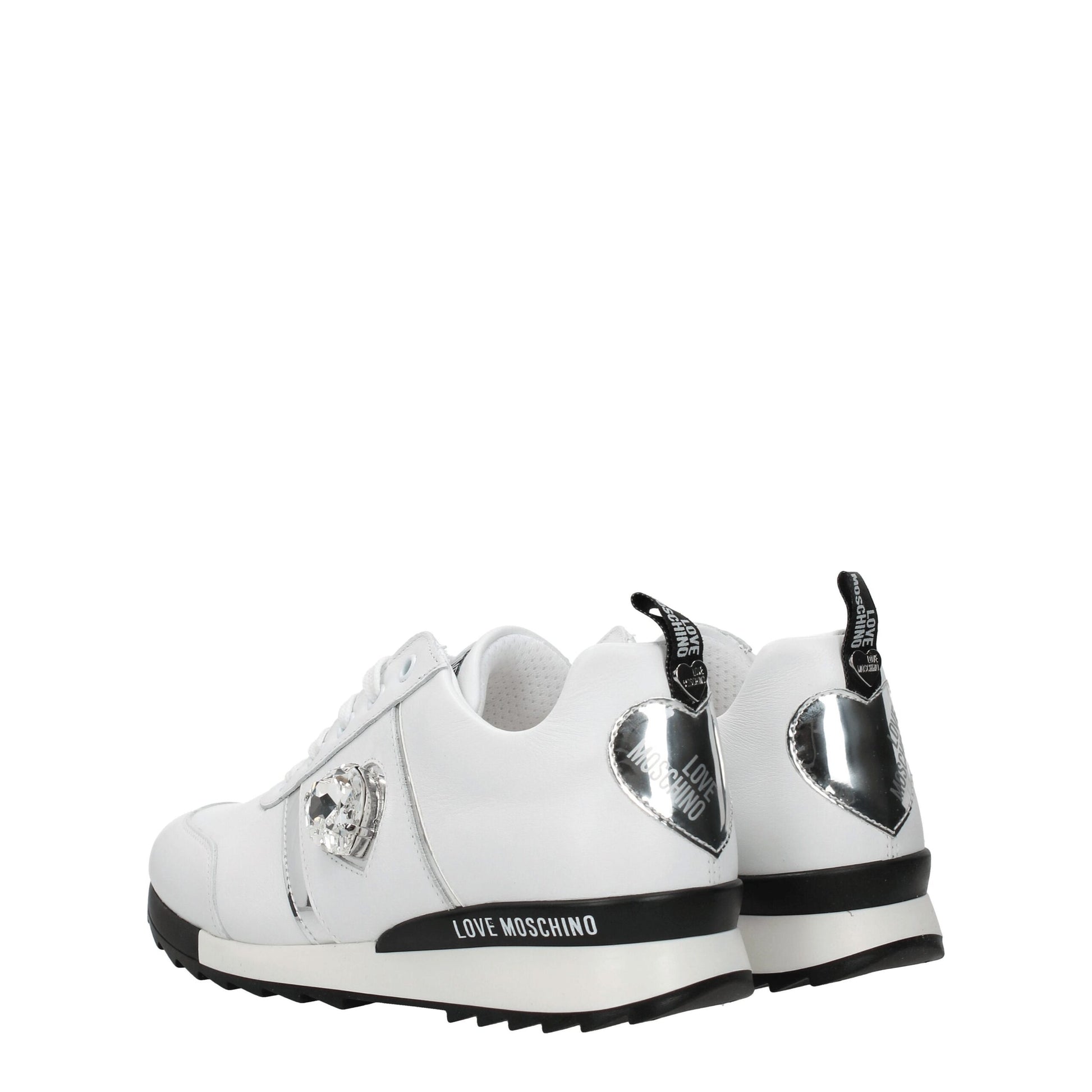 Love Moschino White Leather Low Top Sneakers