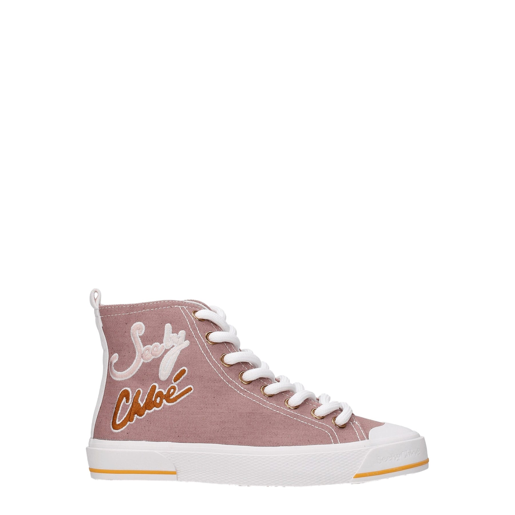 See By Chloé Pink Fabric High Top Sneakers | Regal Royce