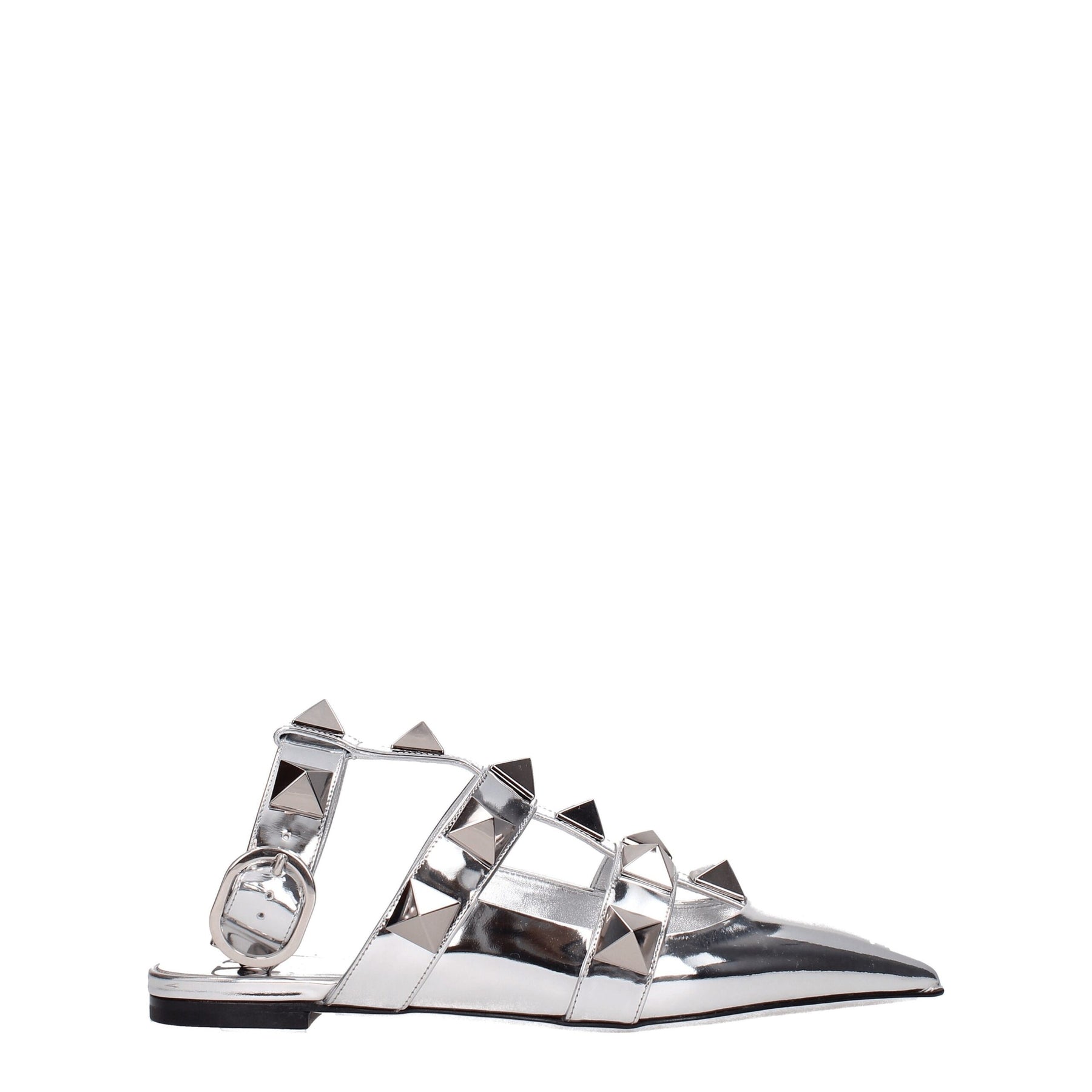 Valentino Garavani Gray Leather Flat Sandals | Regal Royce