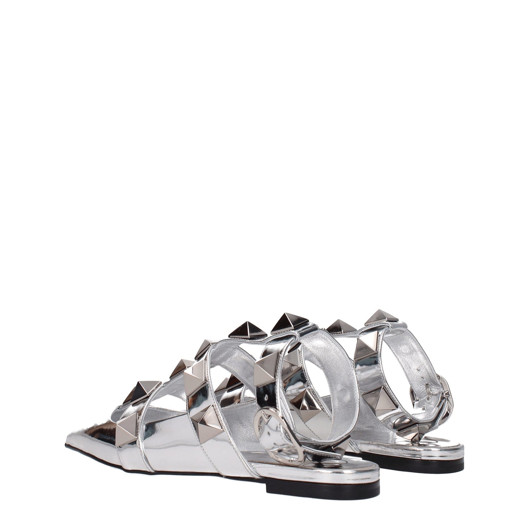 Valentino Garavani Gray Leather Flat Sandals | Regal Royce