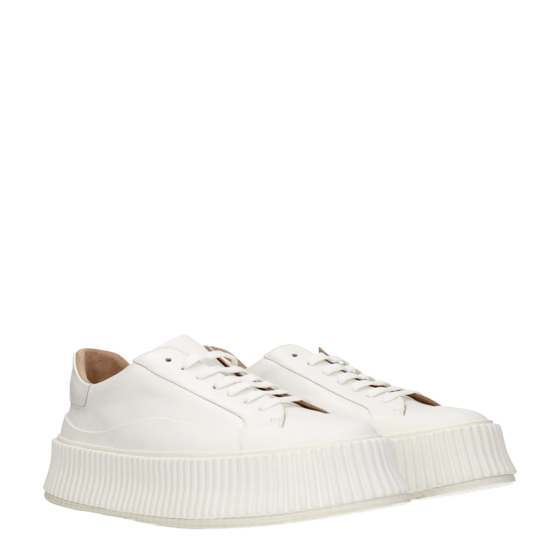 Jil Sander White Leather Platform Sneakers | Regal Royce