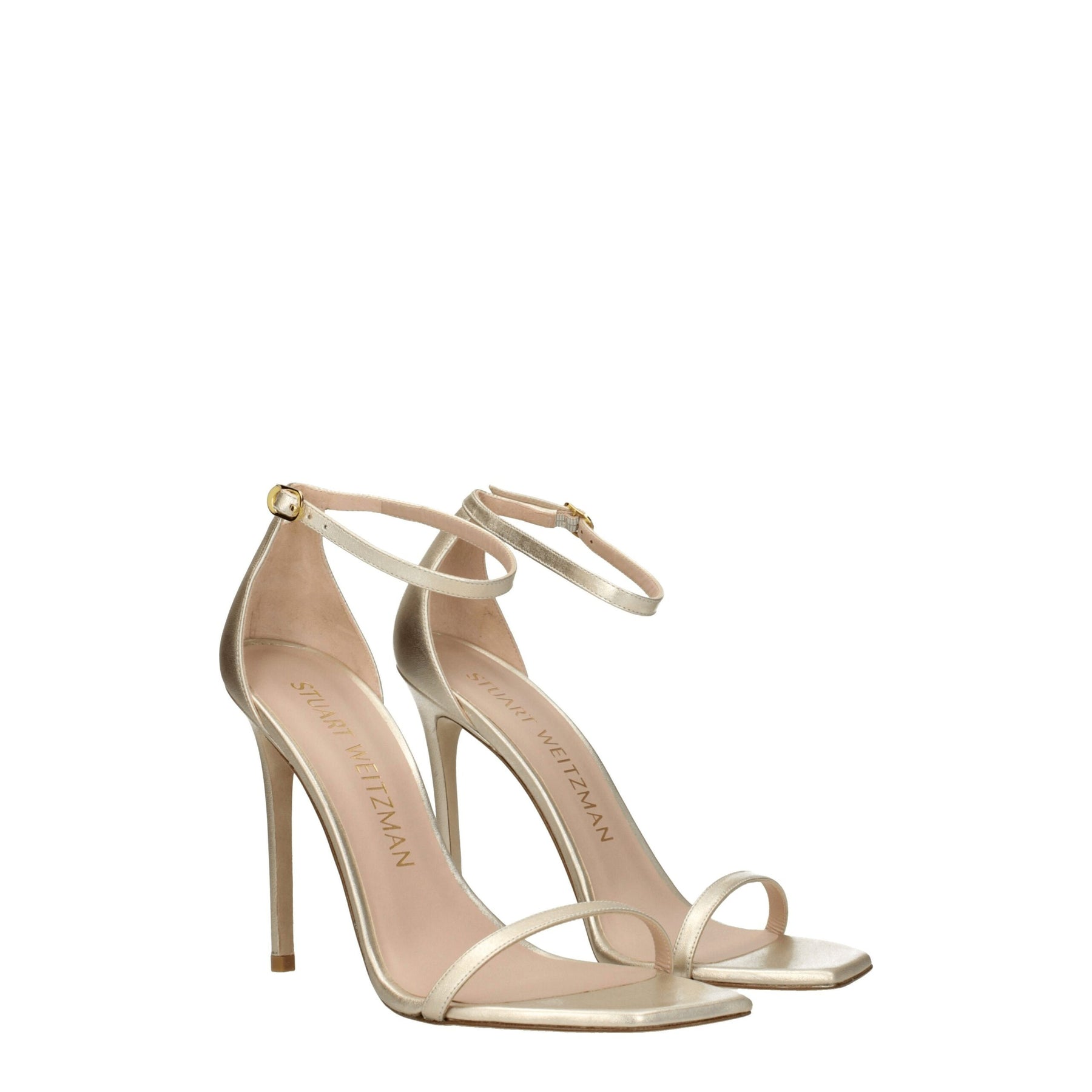 Stuart Weitzman Gold Leather Stiletto Heel Sandals | Regal Royce