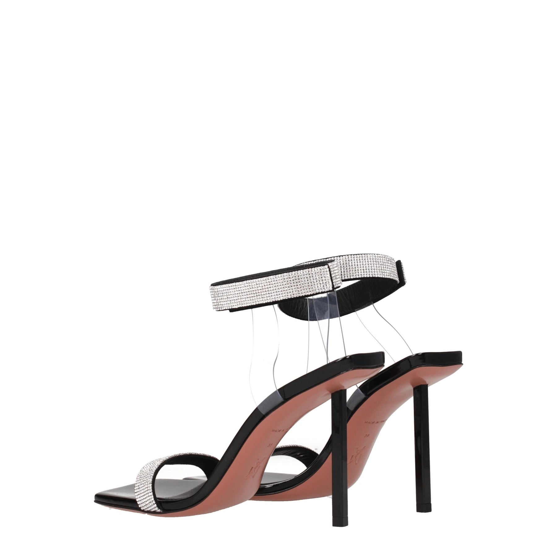 Amina Muaddi Black Crystals Stiletto Heel Sandals | Regal Royce