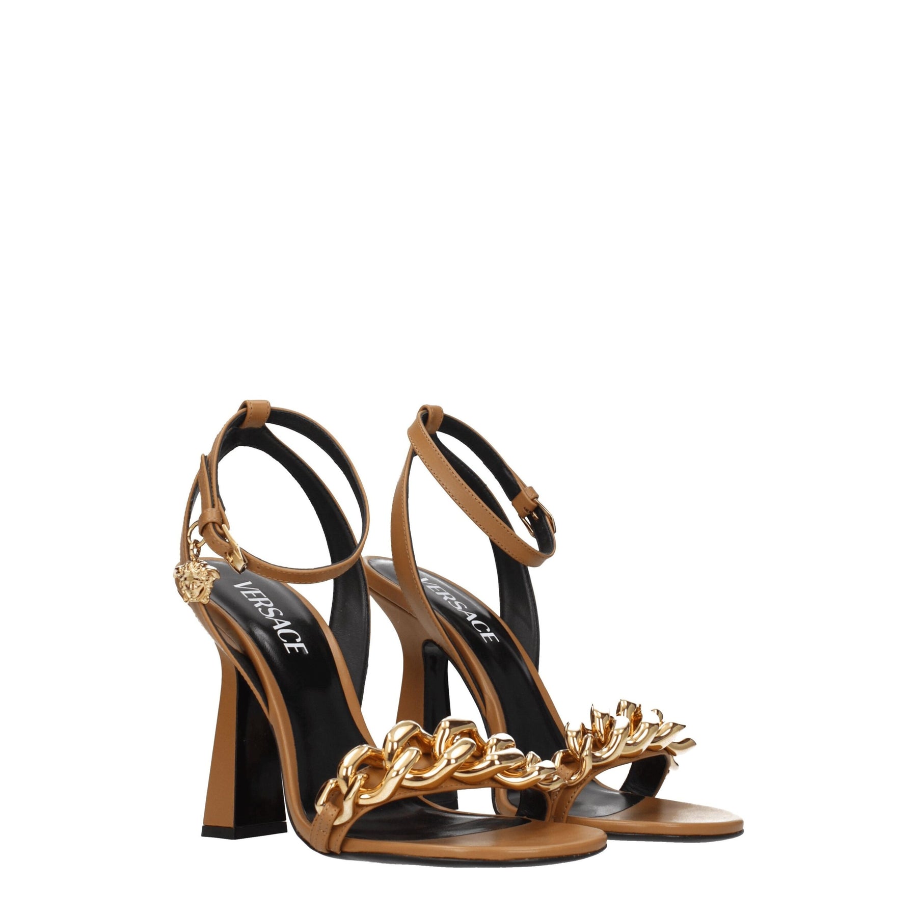Versace Brown Leather Stiletto Heel Sandals | Regal Royce