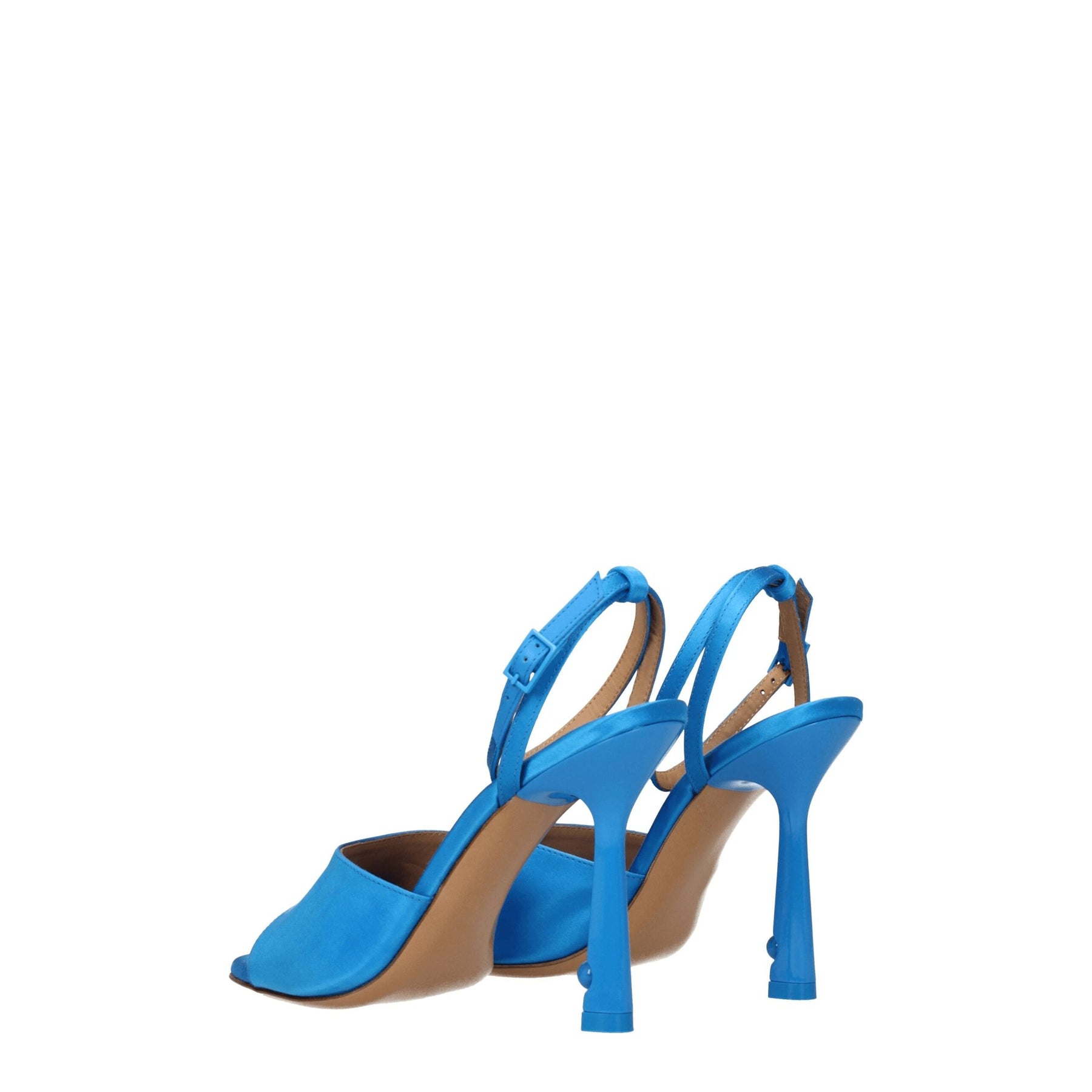 Off-White Blue Satin Stiletto Heel Sandals | Regal Royce