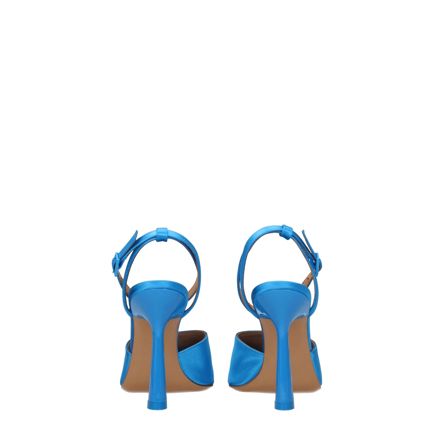 Off-White Blue Satin Stiletto Heel Sandals | Regal Royce