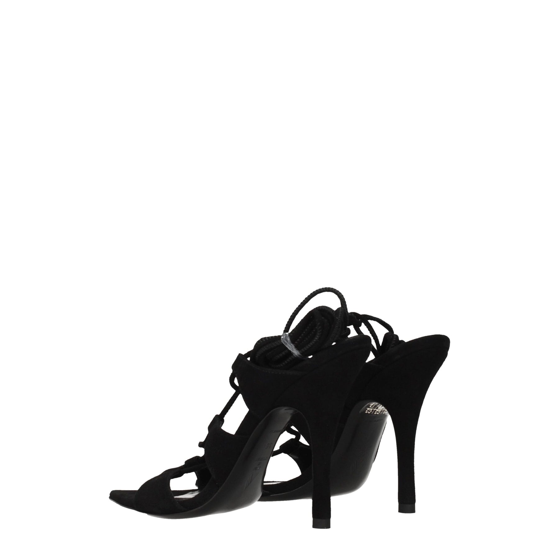 The Attico Black Leather Stiletto Heel Sandals | Regal Royce