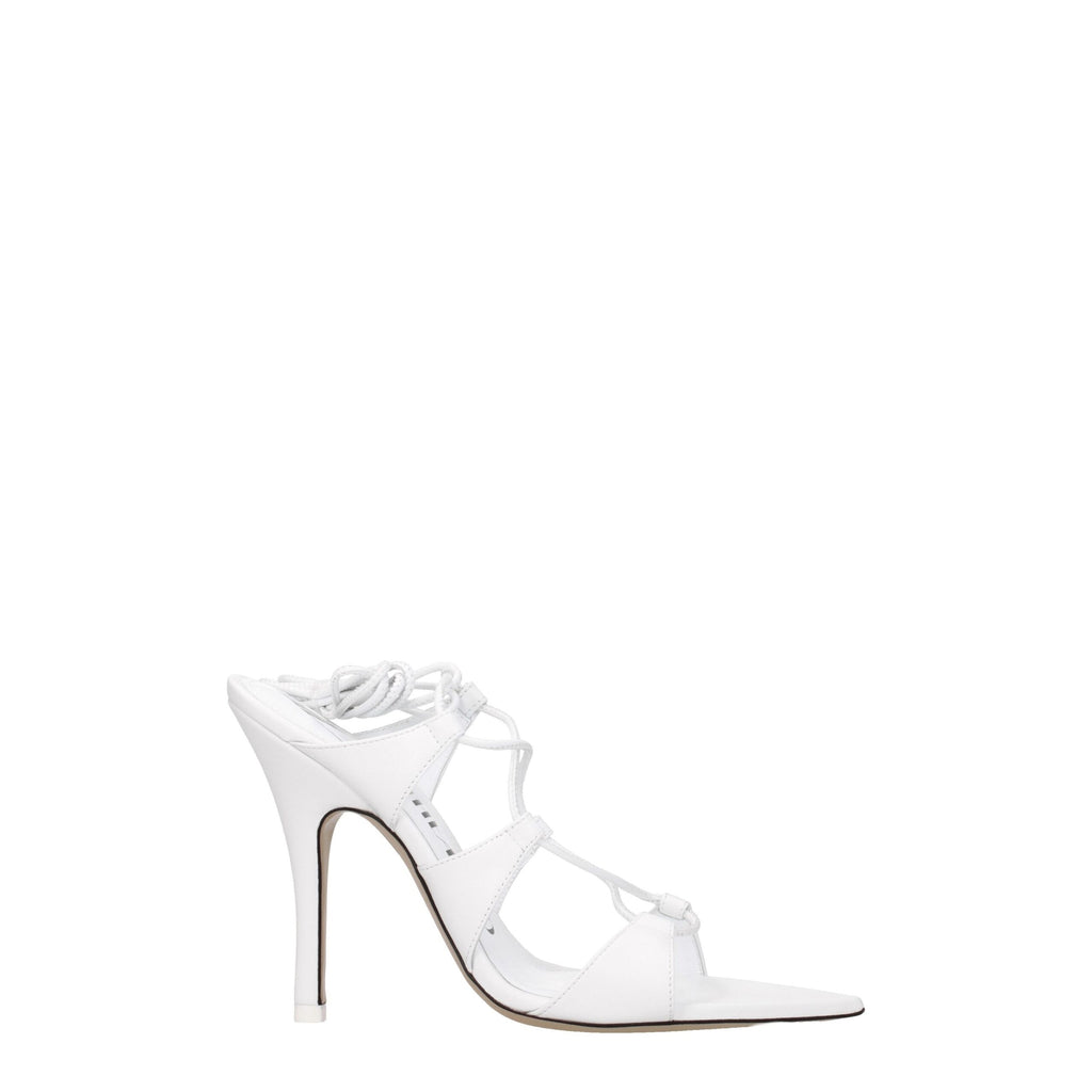 The Attico White Leather Stiletto Heel Sandals