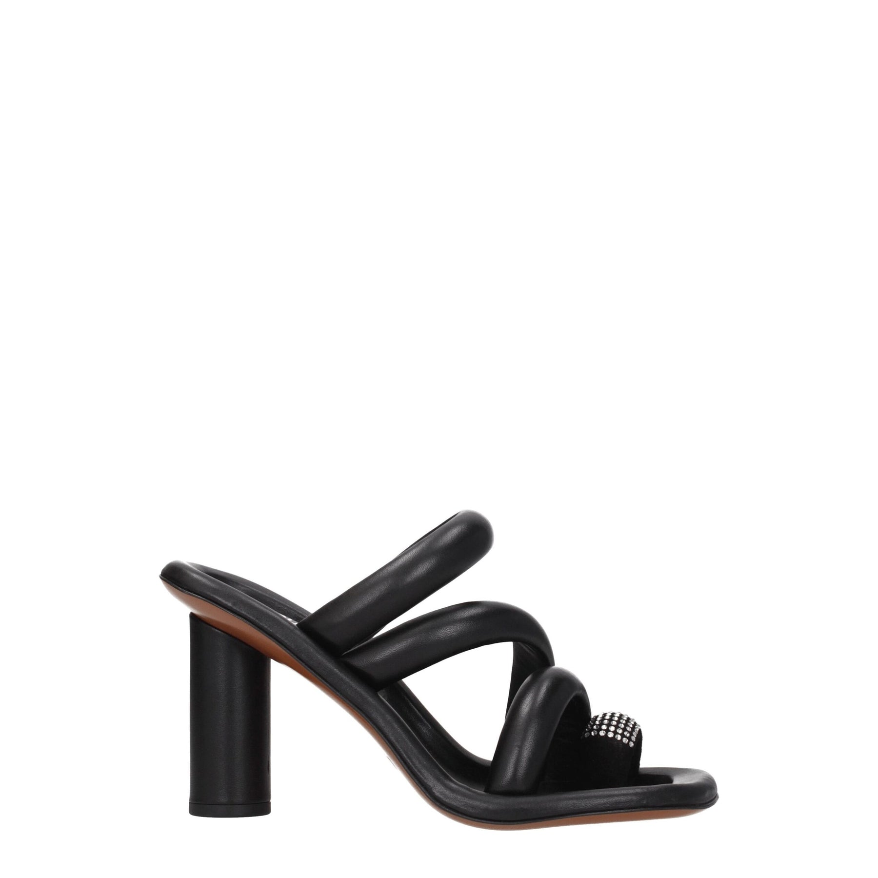 Ambush Black Leather Stiletto Heel Sandals | Regal Royce