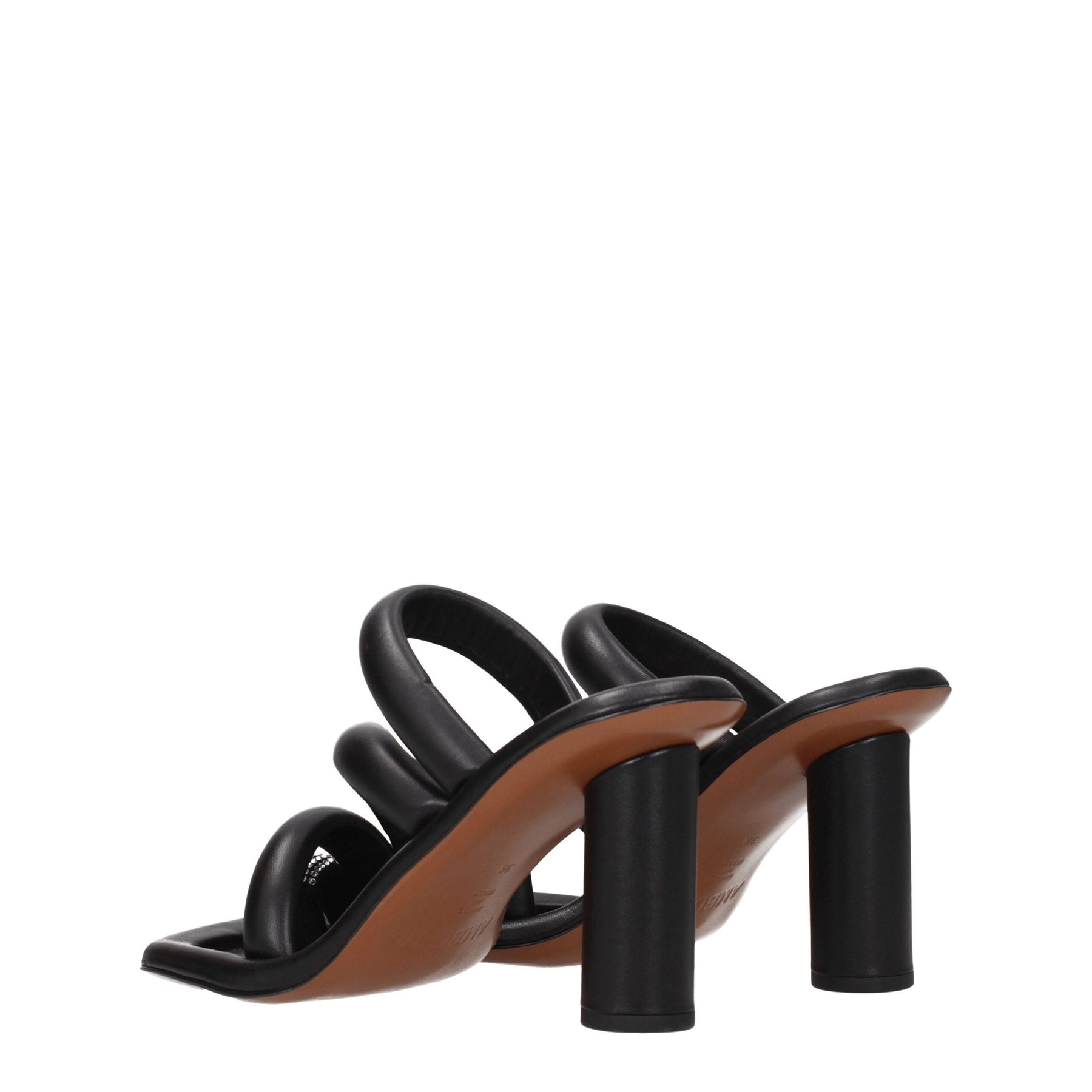 Ambush Black Leather Stiletto Heel Sandals | Regal Royce