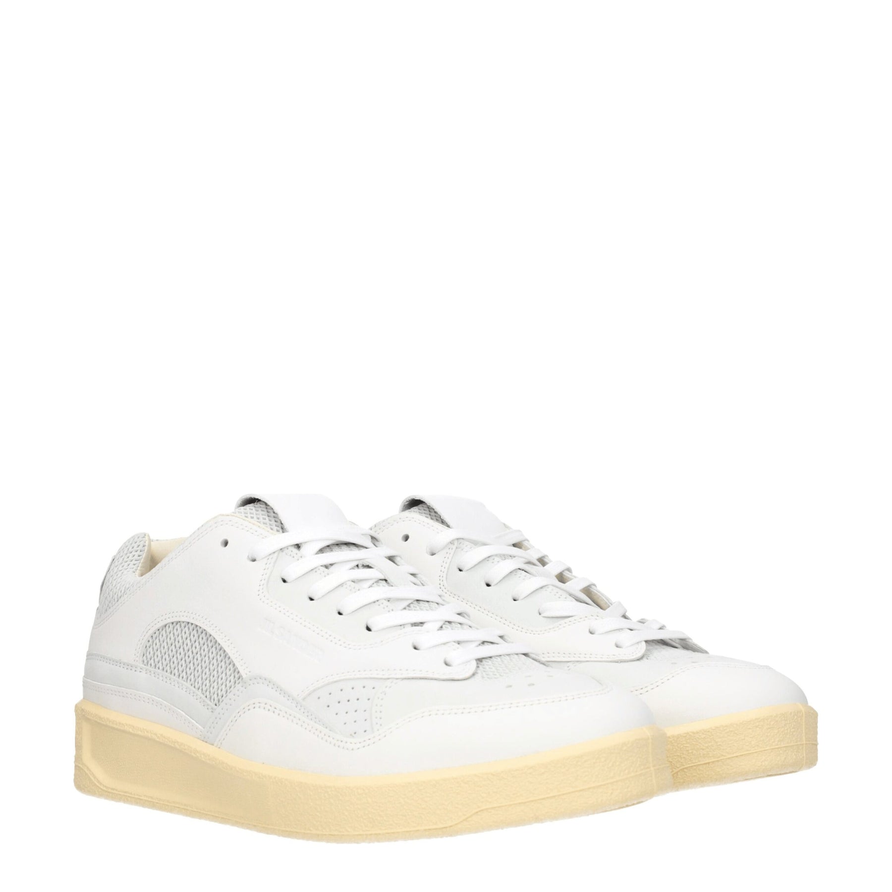 Jil Sander White Leather Low Top Sneakers | Regal Royce