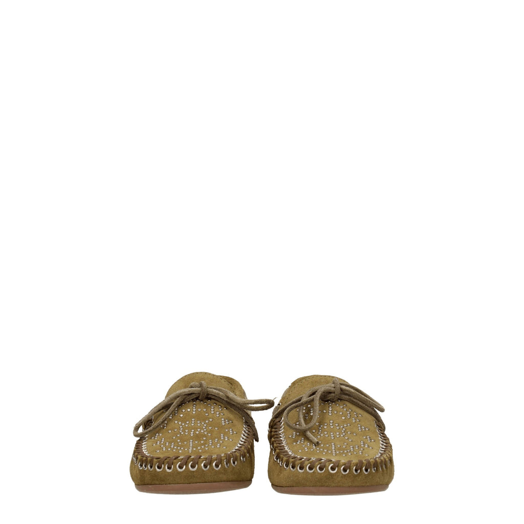 Isabel Marant Green Leather Slip-On Loafers