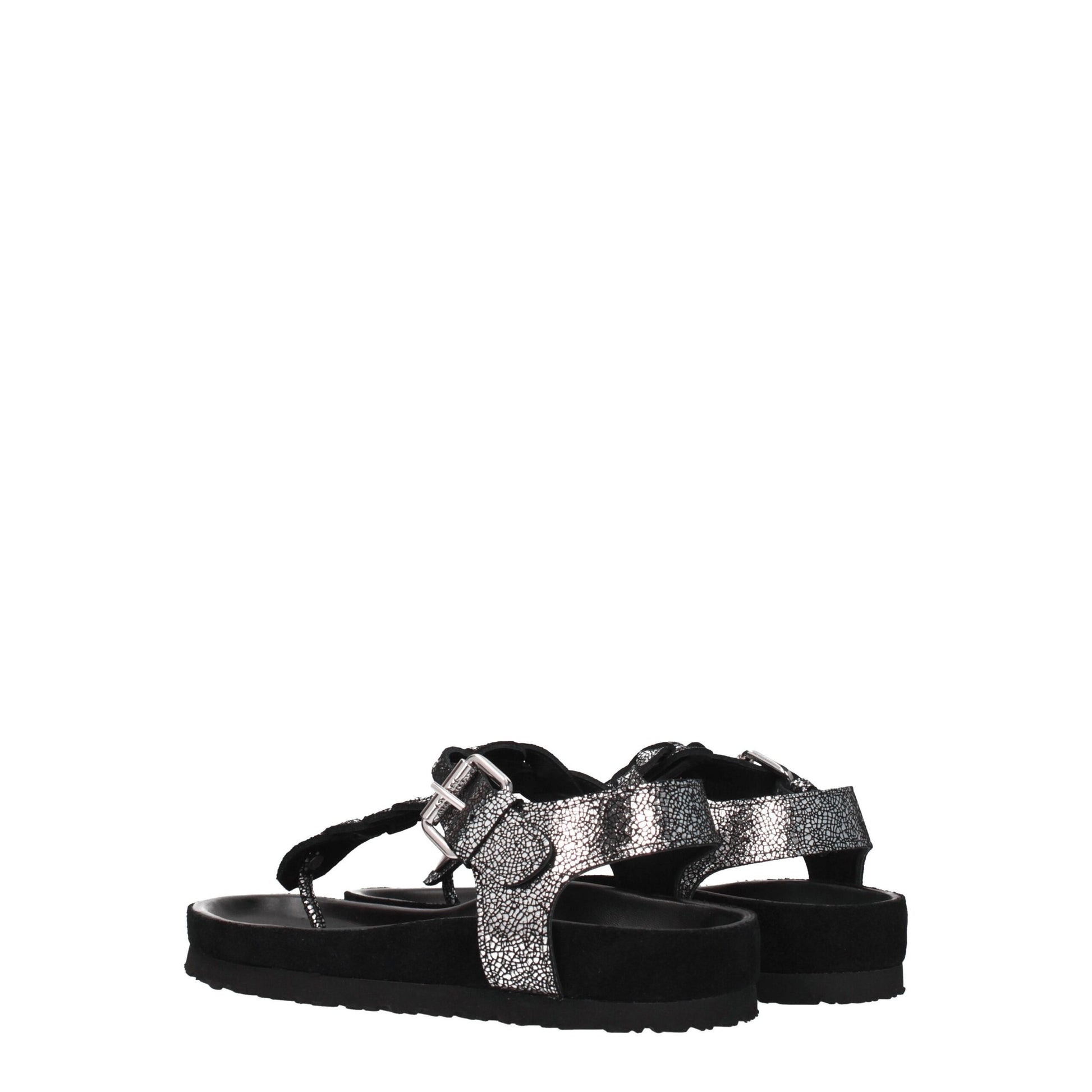Isabel Marant Black Leather Flip-Flop Sandals