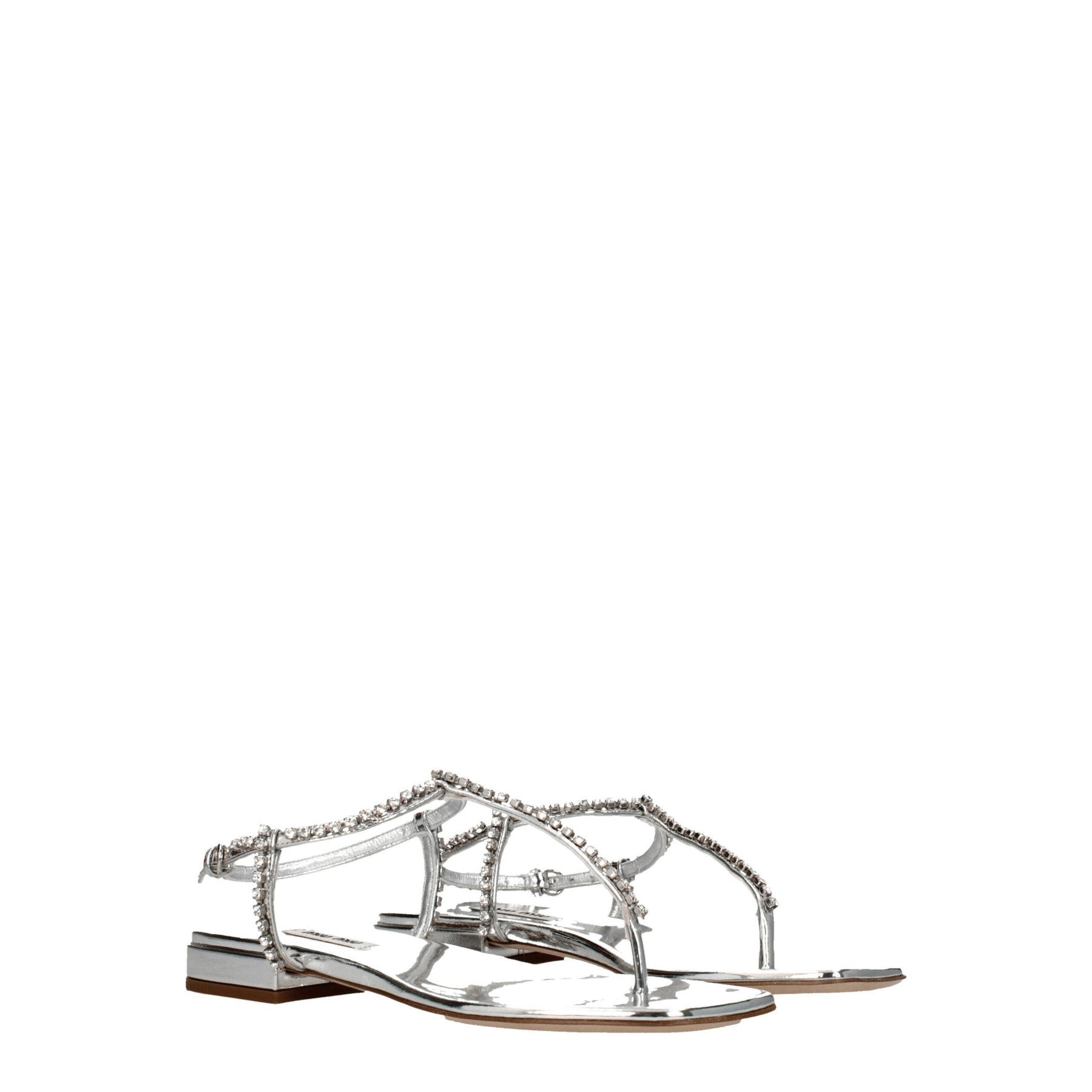 Miu Miu Gray Leather Flip-Flop Sandals | Regal Royce