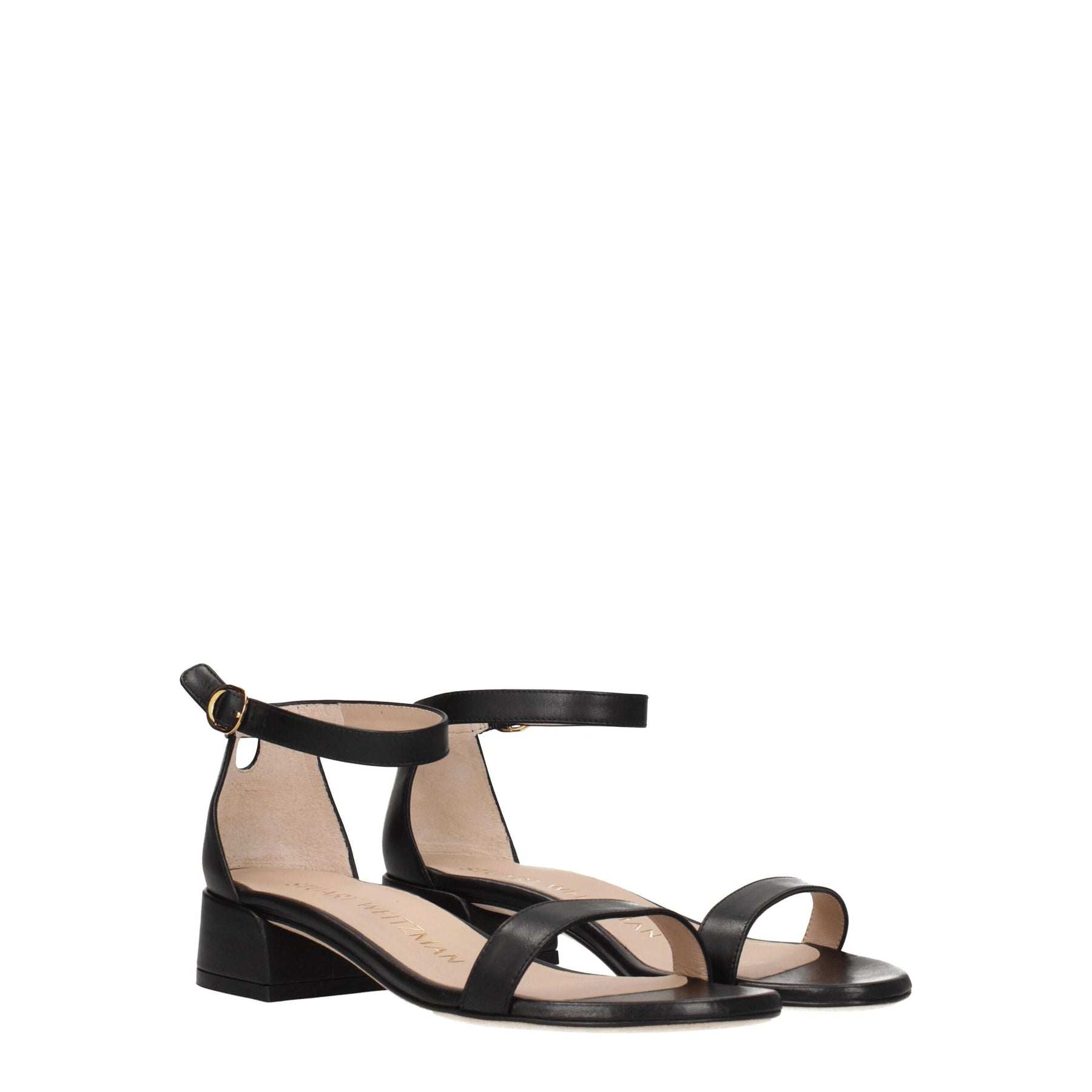 Stuart Weitzman Black Leather Flat Sandals | Regal Royce