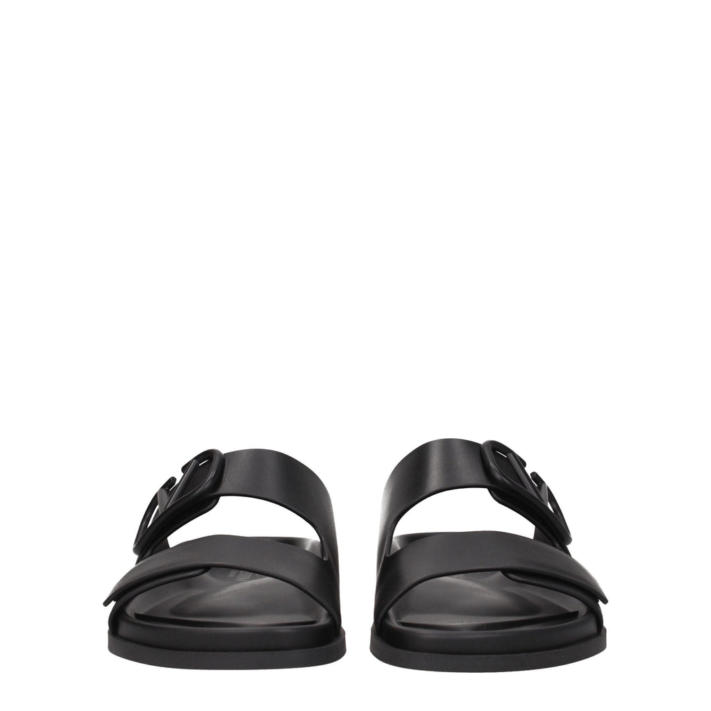 Valentino Garavani Black Leather Slippers