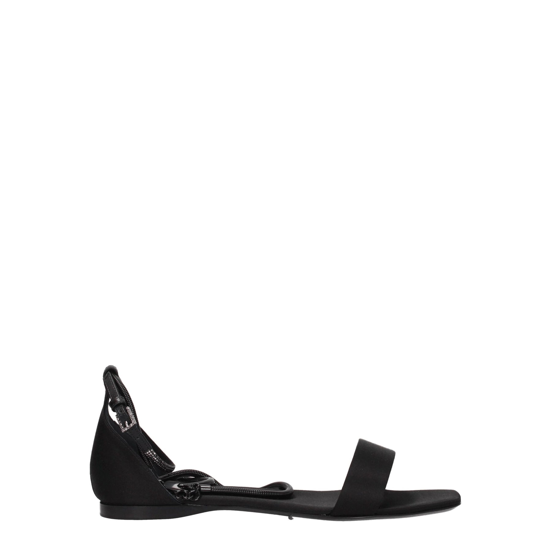 Max Mara Black Satin Flat Sandals | Regal Royce