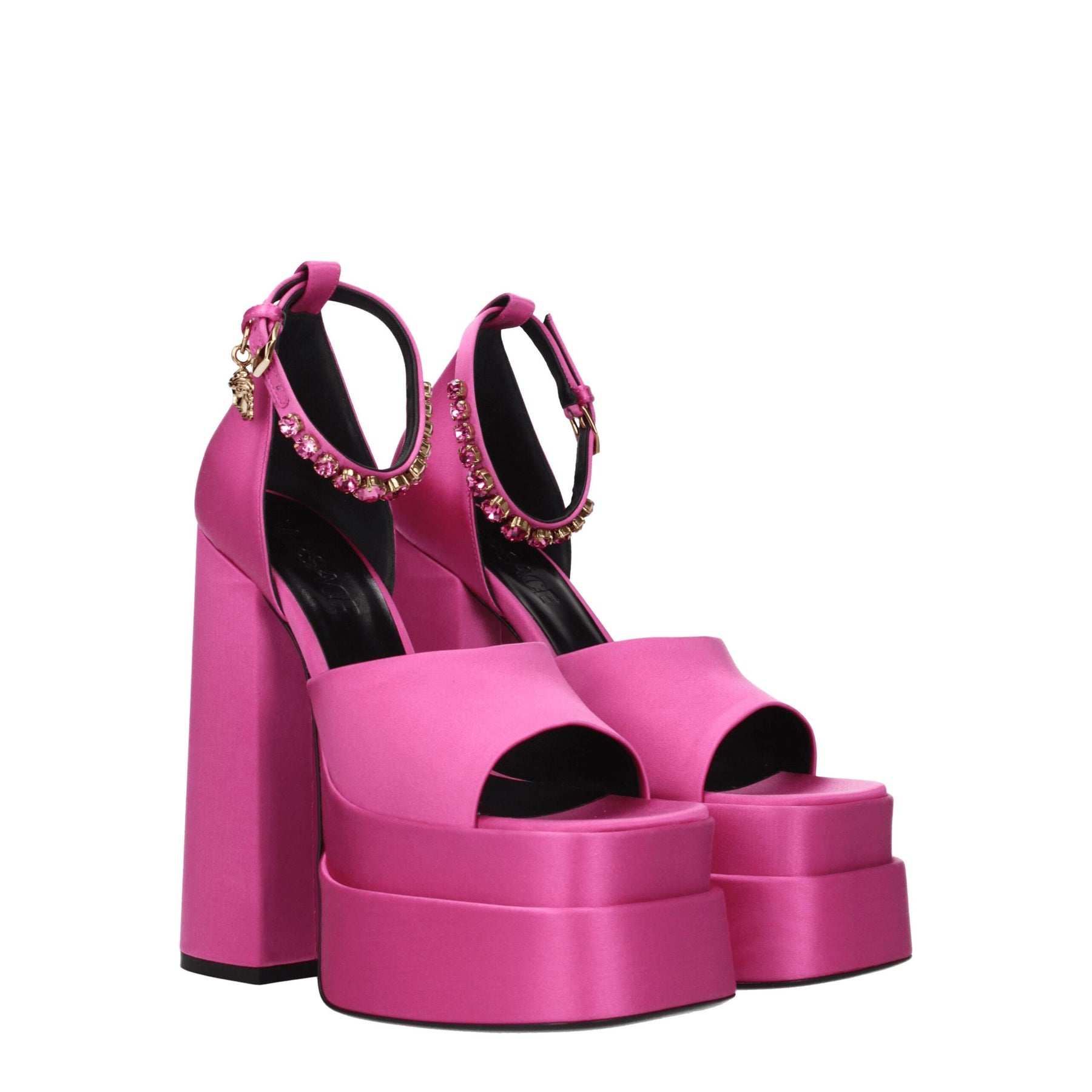 Versace Pink Satin Platform Sandals | Regal Royce