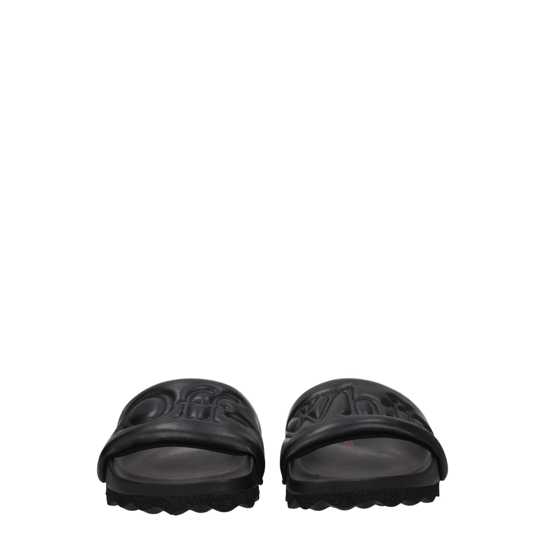 Off-White Black Leather Slippers | Regal Royce