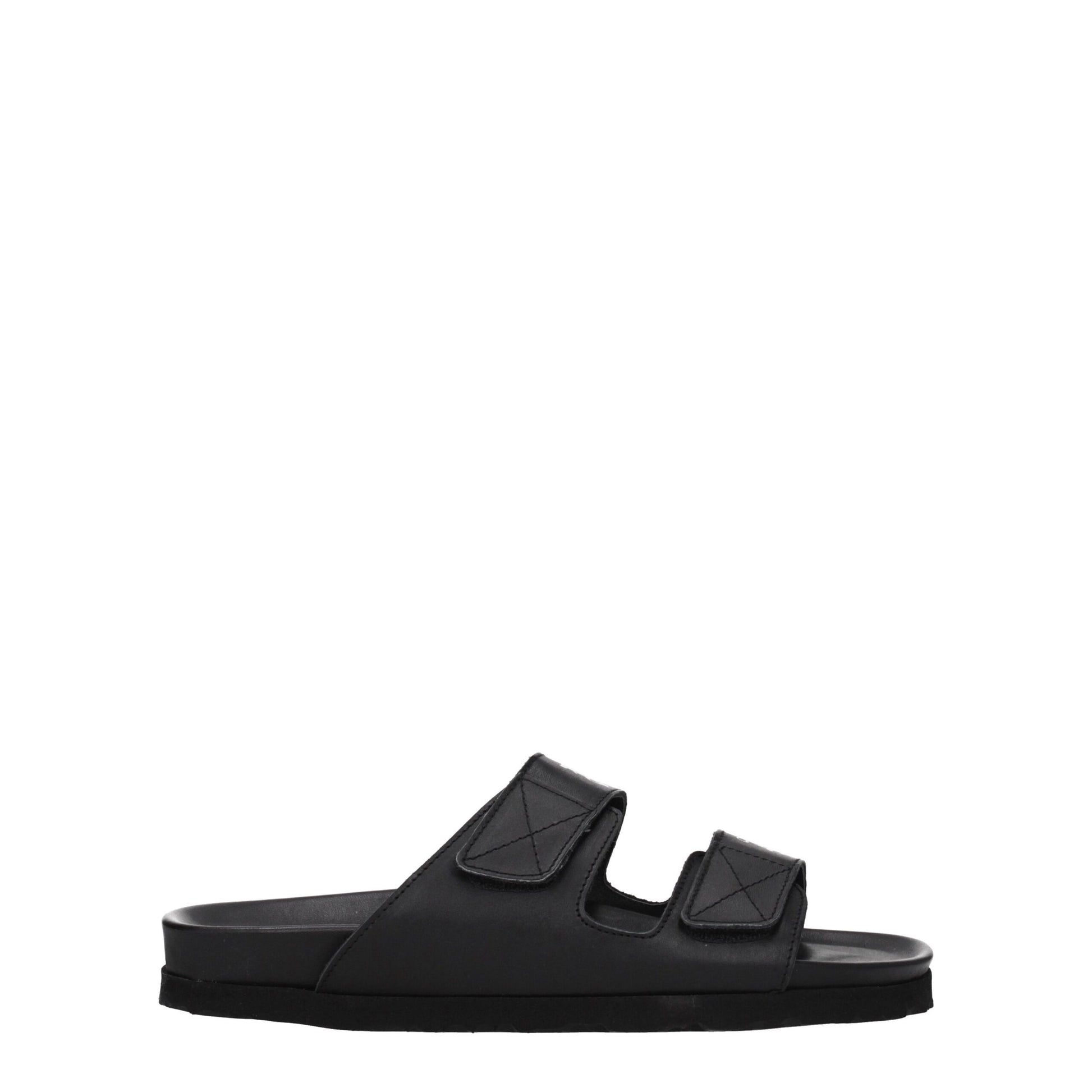 Palm Angels Black Leather Slippers