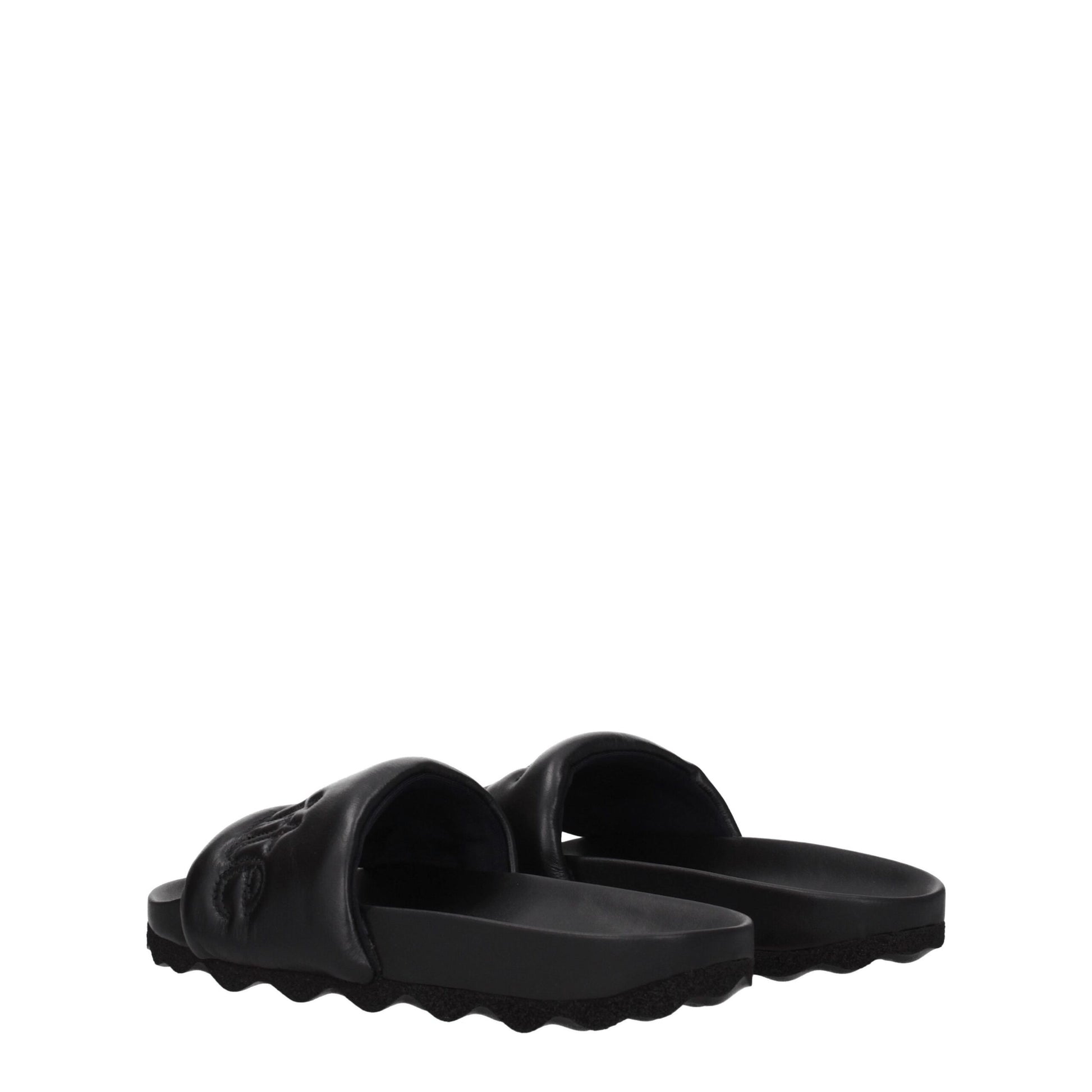 Off-White Black Leather Slippers
