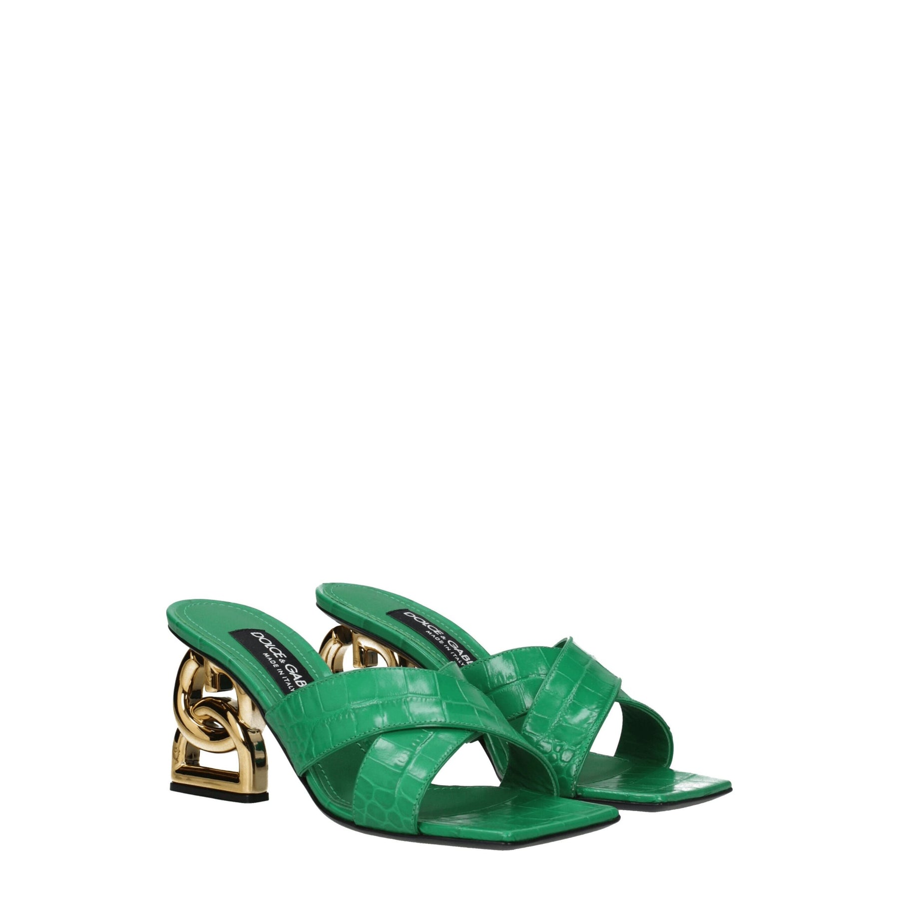 Dolce & Gabbana Green Leather Flat Sandals | Regal Royce