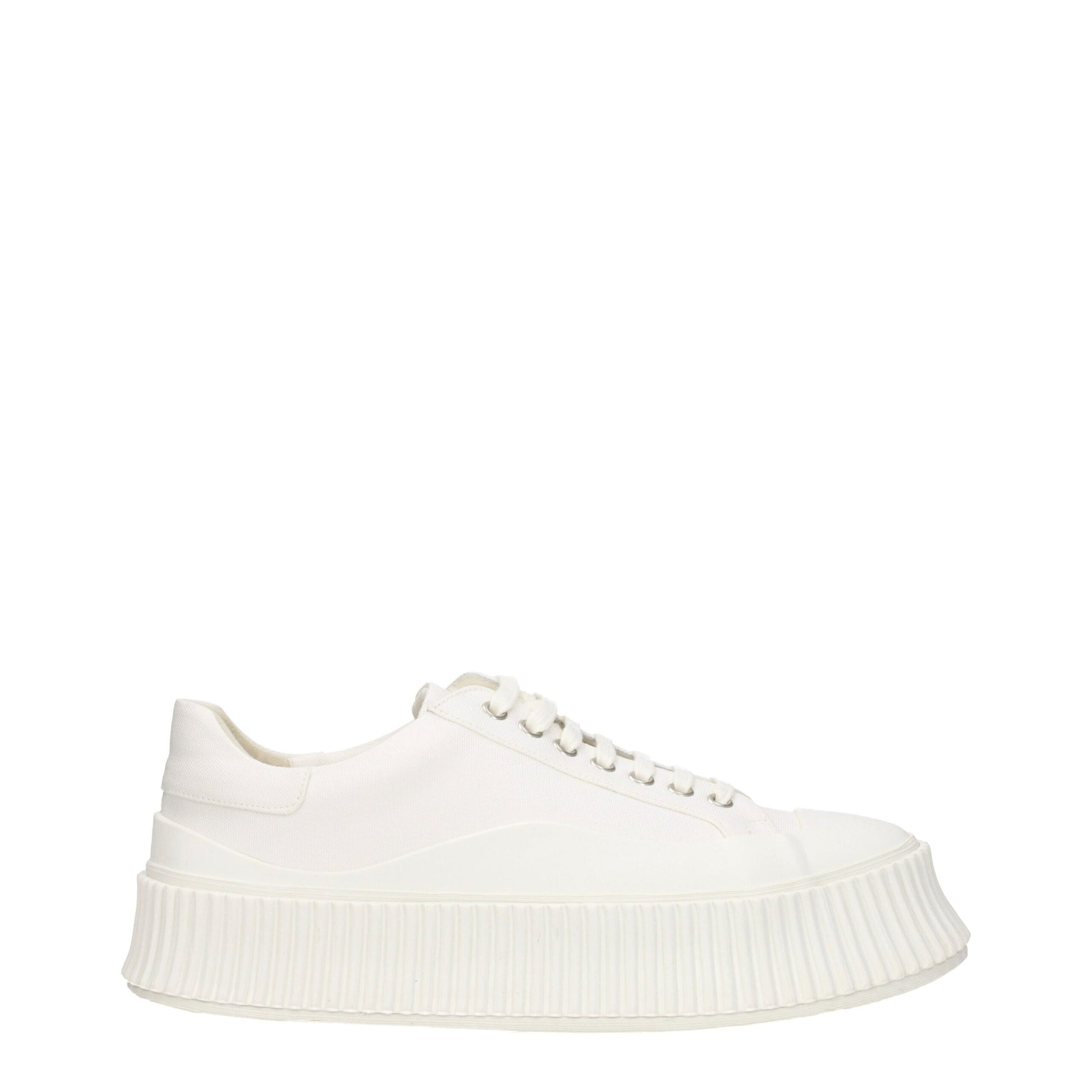 Jil Sander White Fabric Platform Sneakers