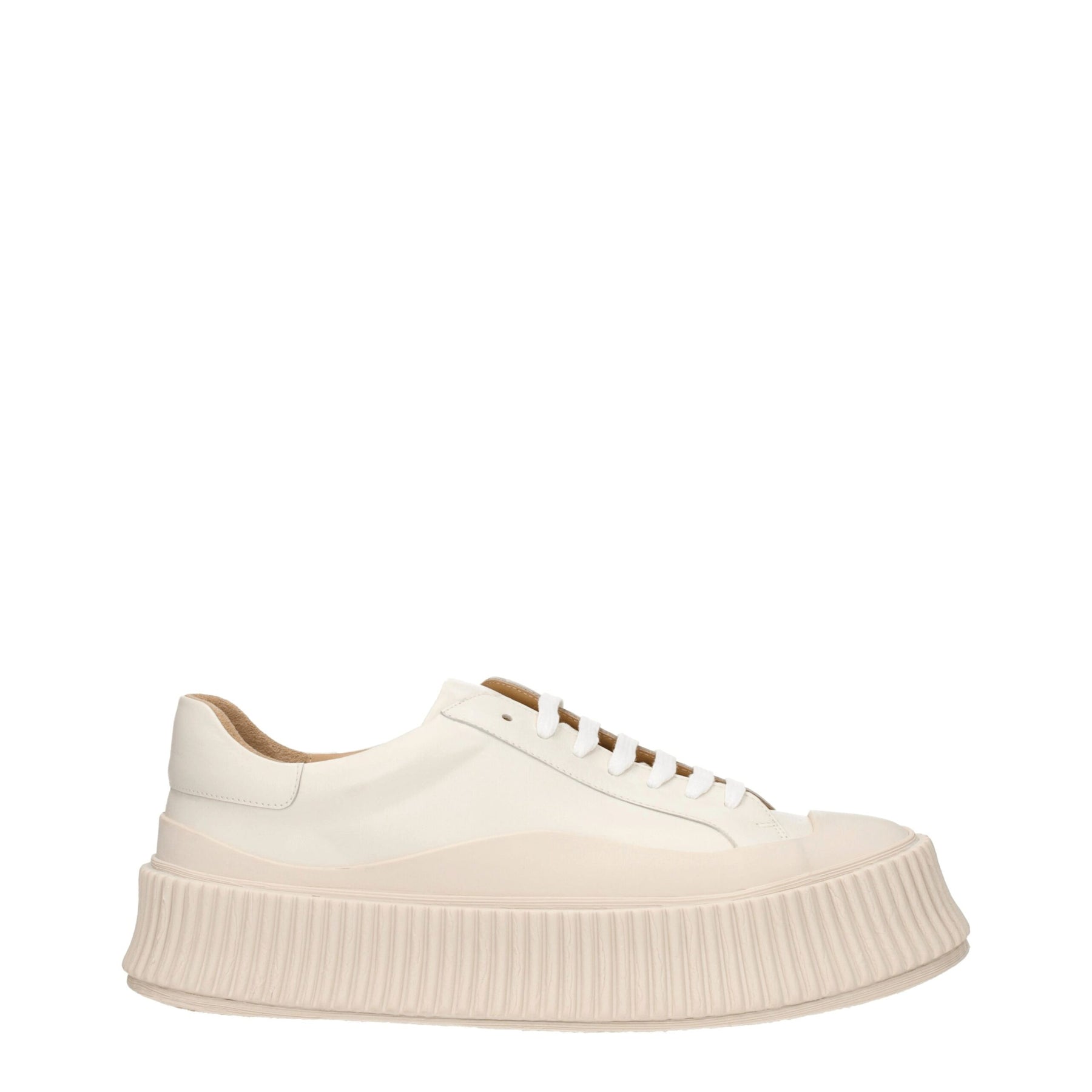 Jil Sander Beige Leather Platform Sneakers | Regal Royce