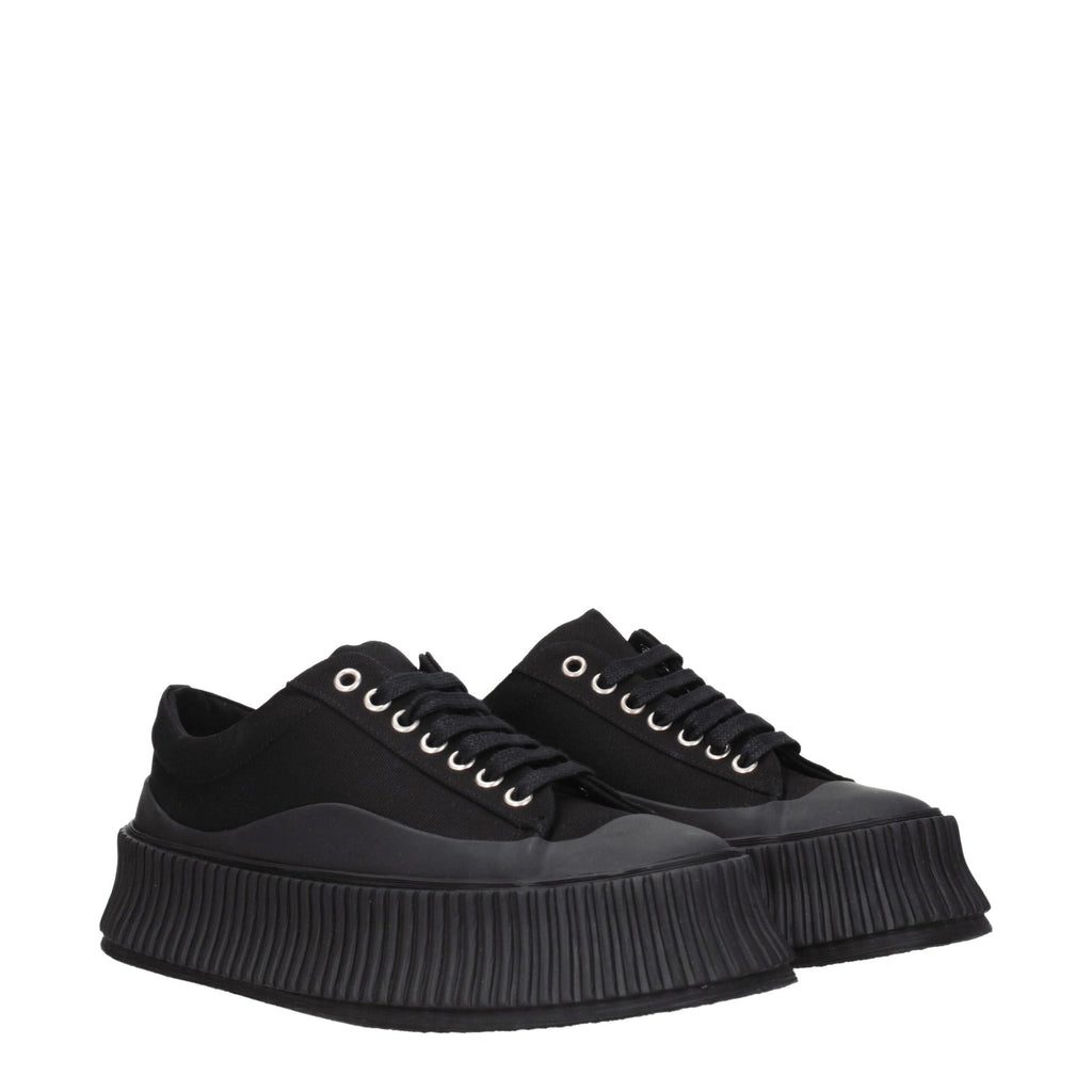 Jil Sander Black Fabric Chunky Sneakers