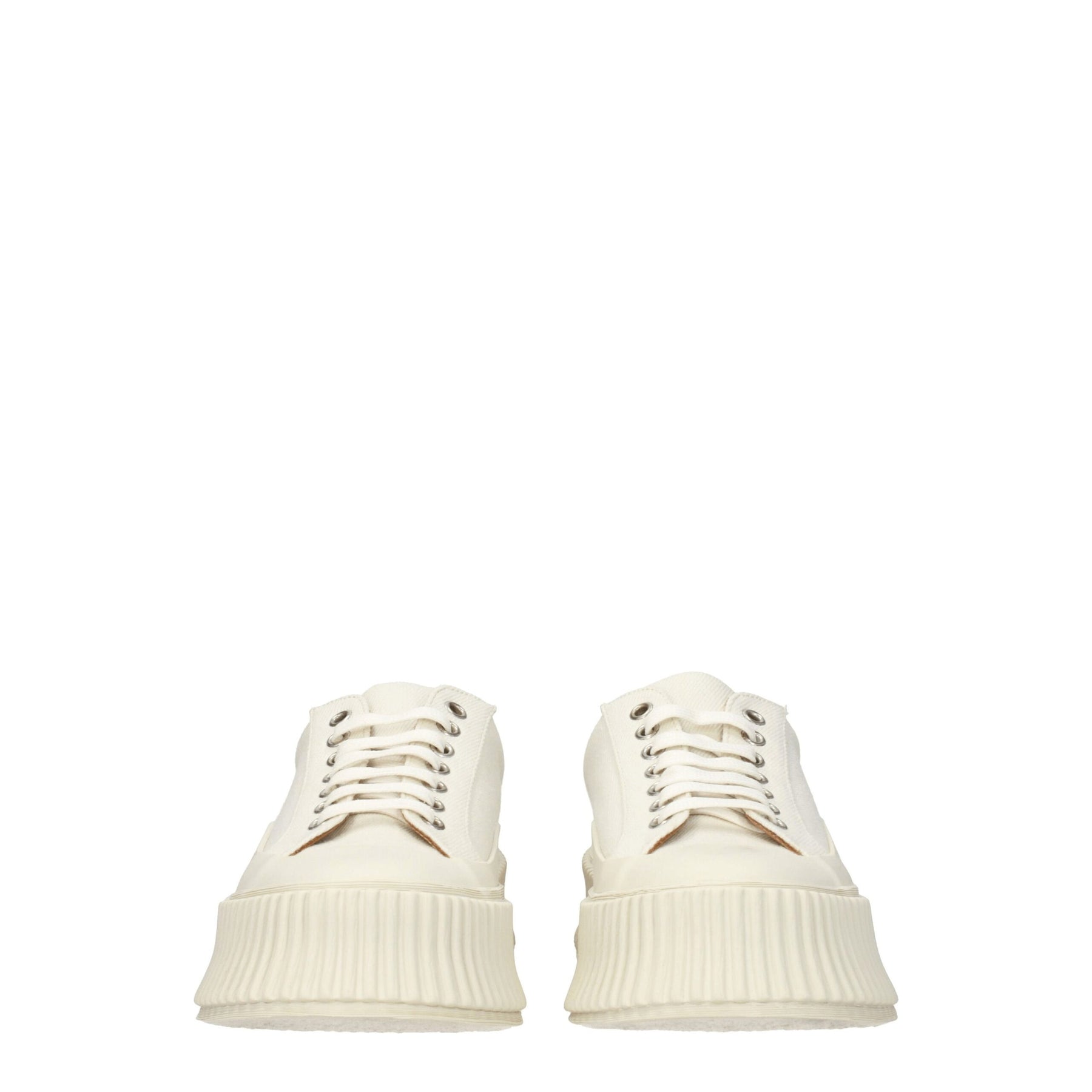 Jil Sander White Fabric Platform Sneakers | Regal Royce