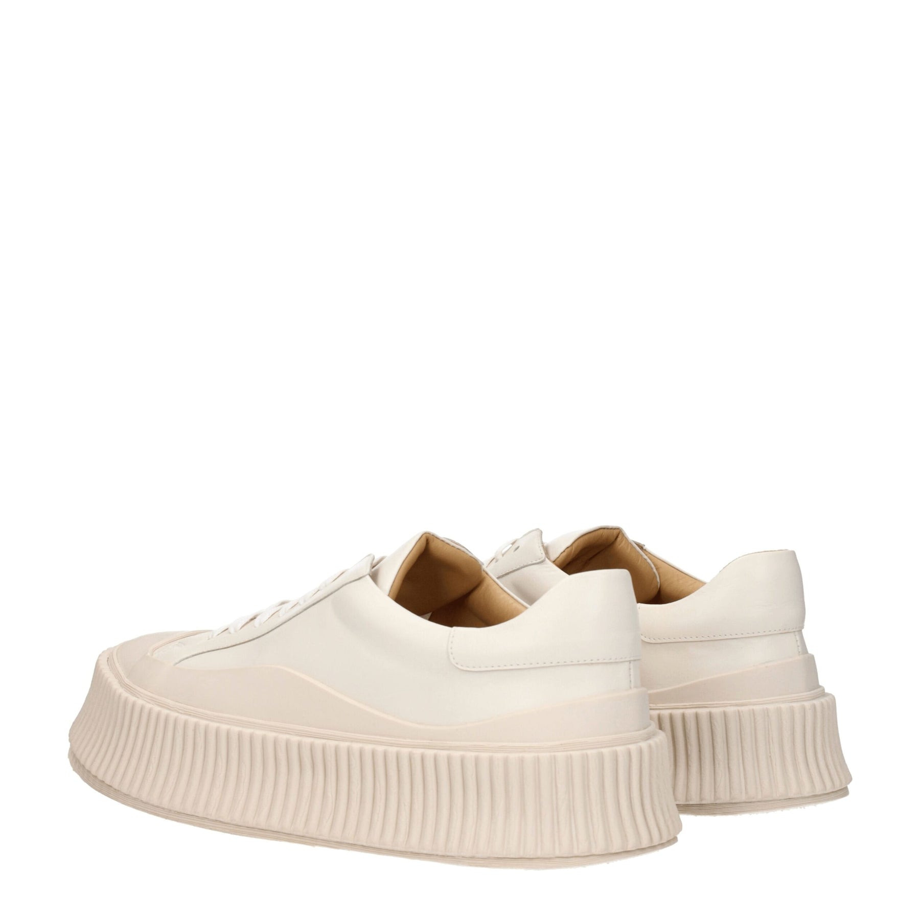 Jil Sander Beige Leather Platform Sneakers | Regal Royce