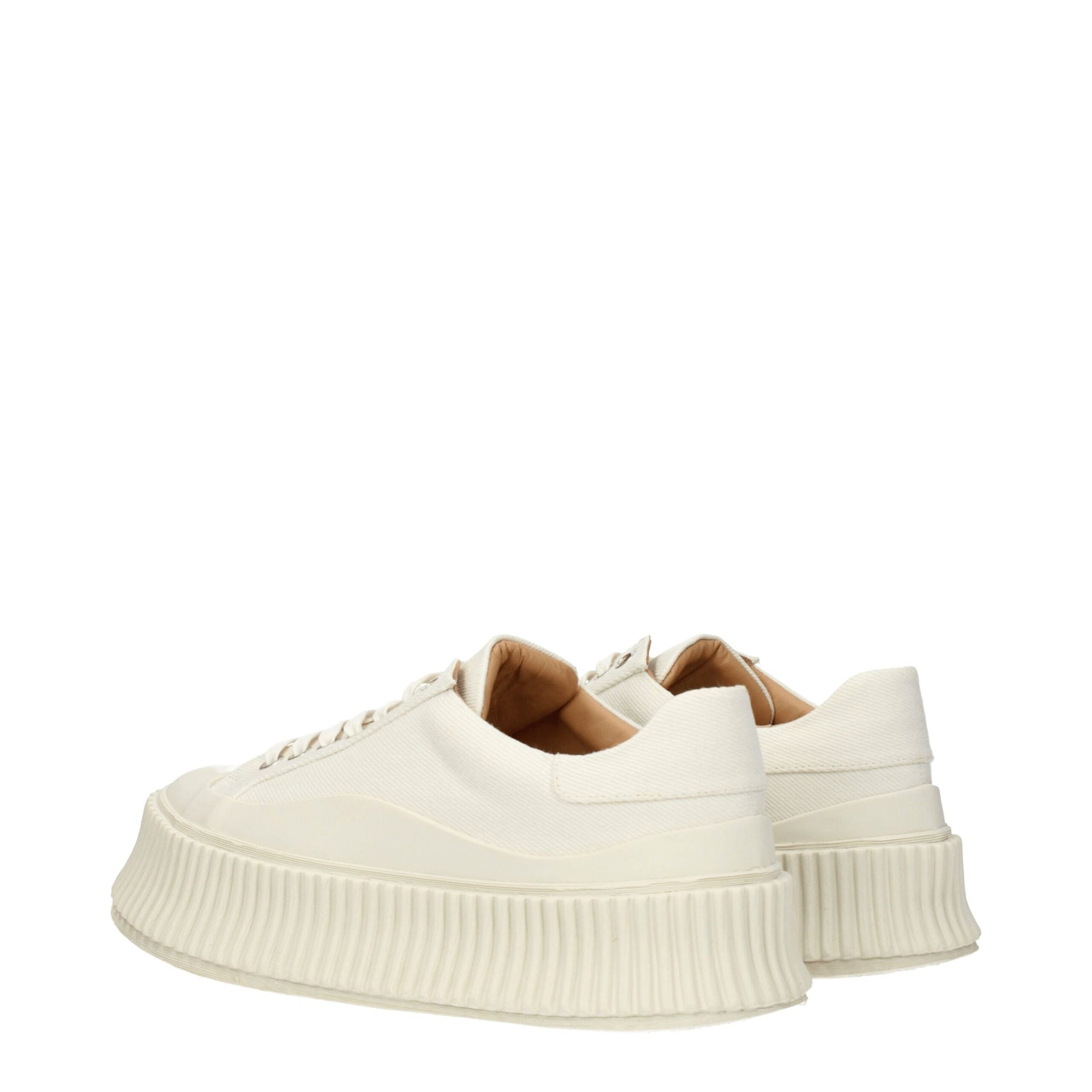 Jil Sander White Fabric Platform Sneakers | Regal Royce