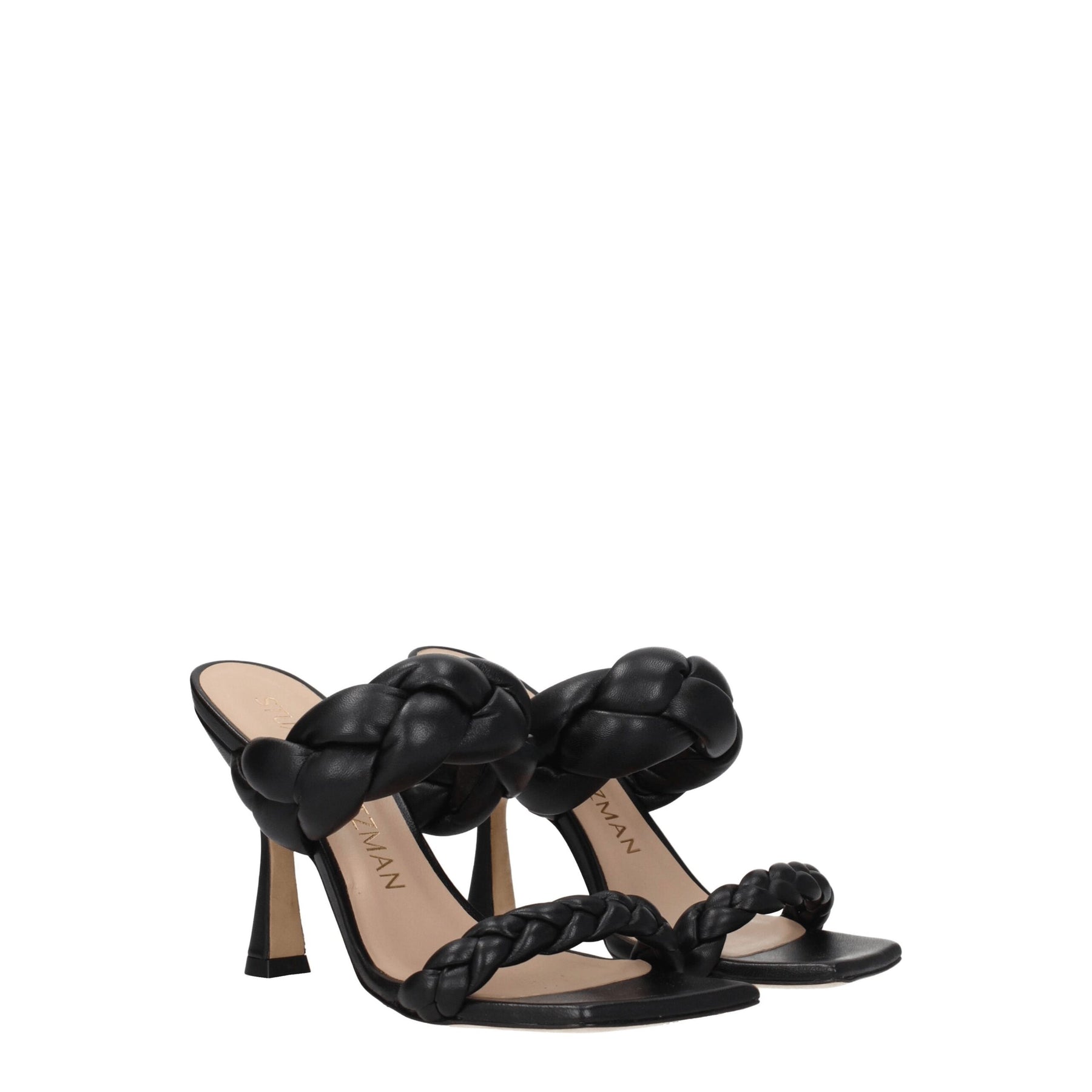 Stuart Weitzman Black Leather Stiletto Heel Sandals | Regal Royce