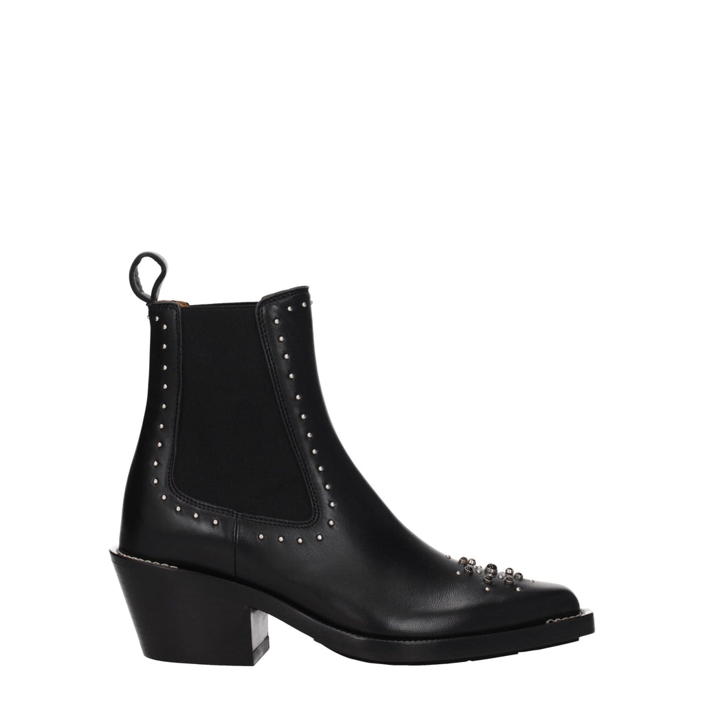 Chloé Black Leather Ankle Boots