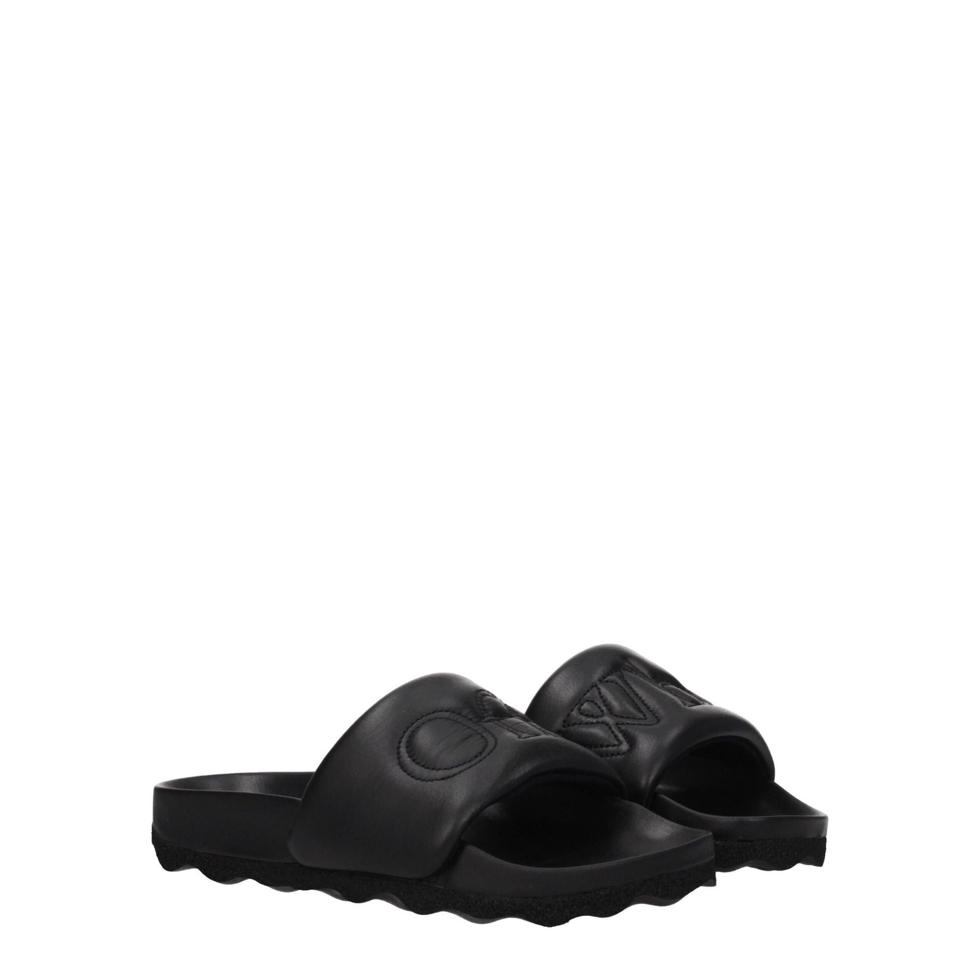 Off-White Black Leather Slippers | Regal Royce