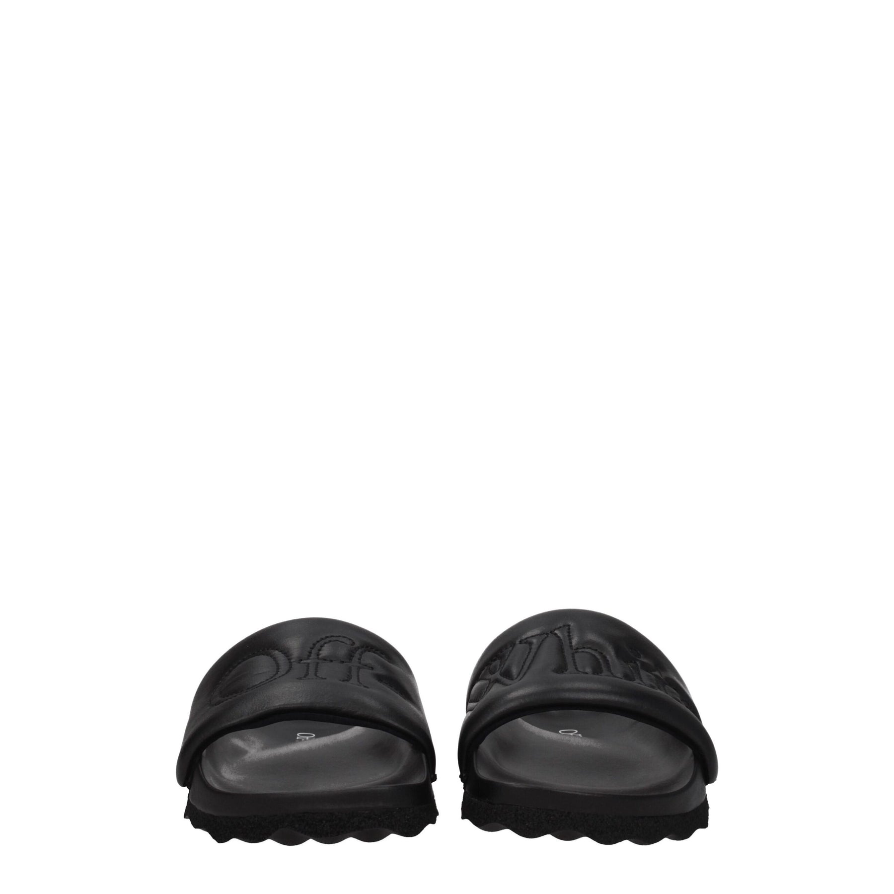 Off-White Black Leather Slippers | Regal Royce