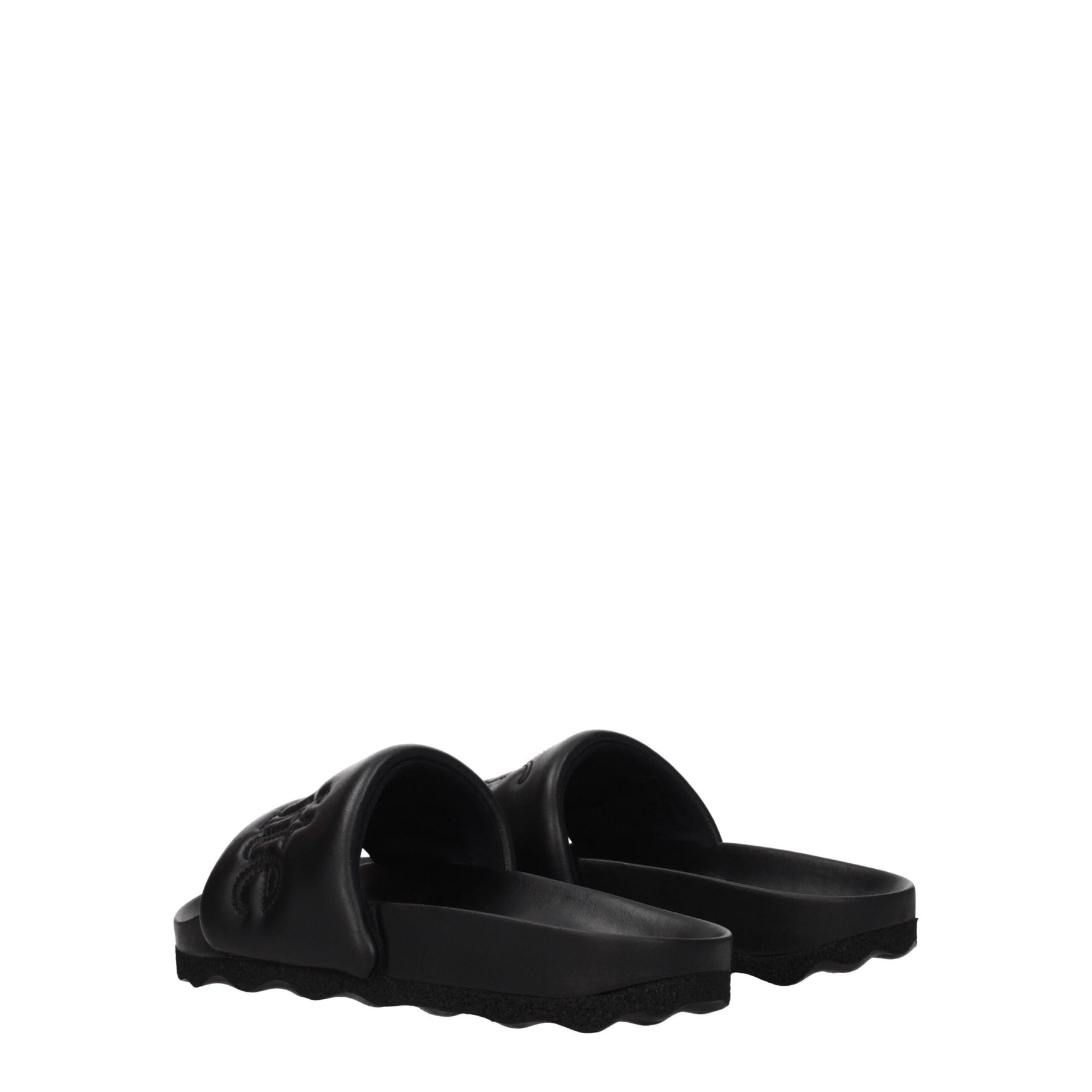 Off-White Black Leather Slippers | Regal Royce