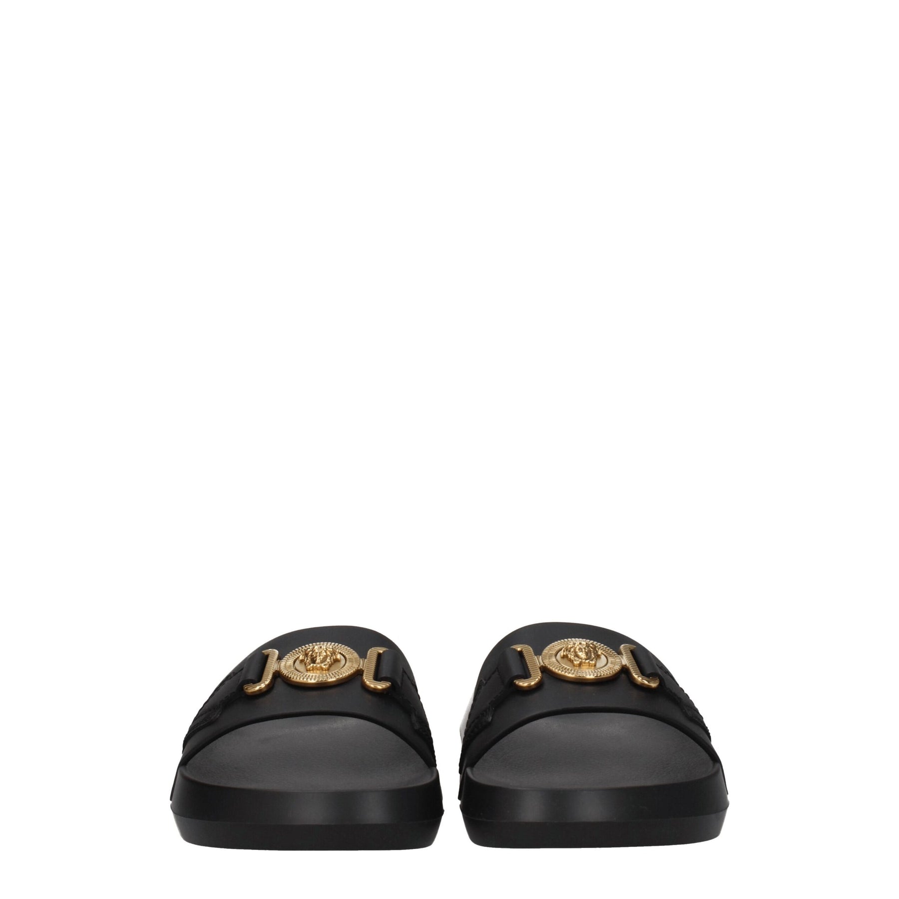 Versace Black Leather Slippers | Regal Royce