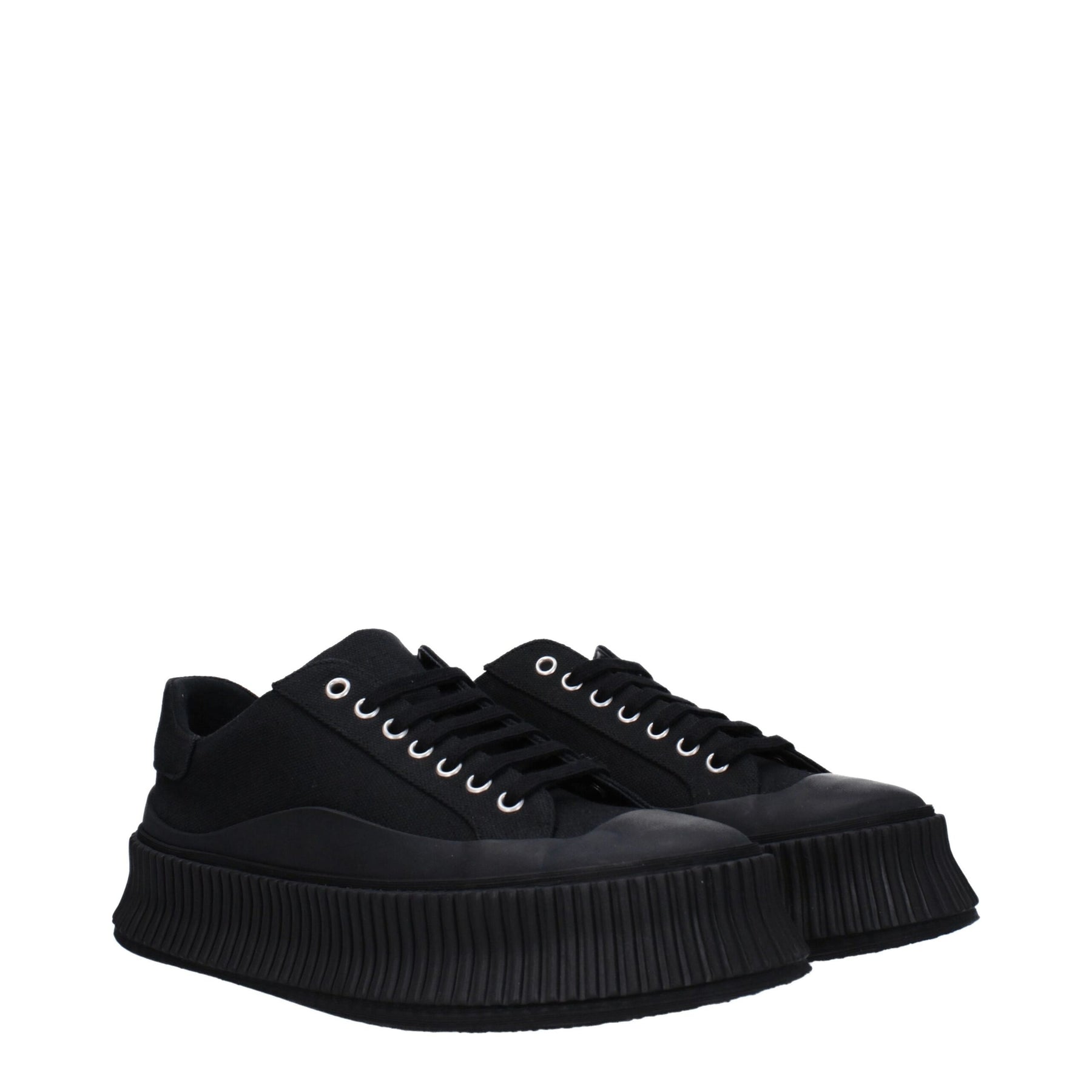 Jil Sander Black Fabric Platform Sneakers | Regal Royce