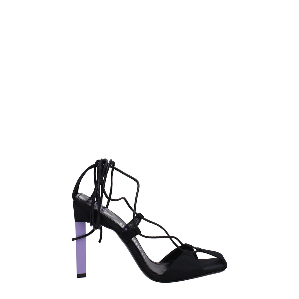 The Attico Black Fabric Stiletto Heel Sandals