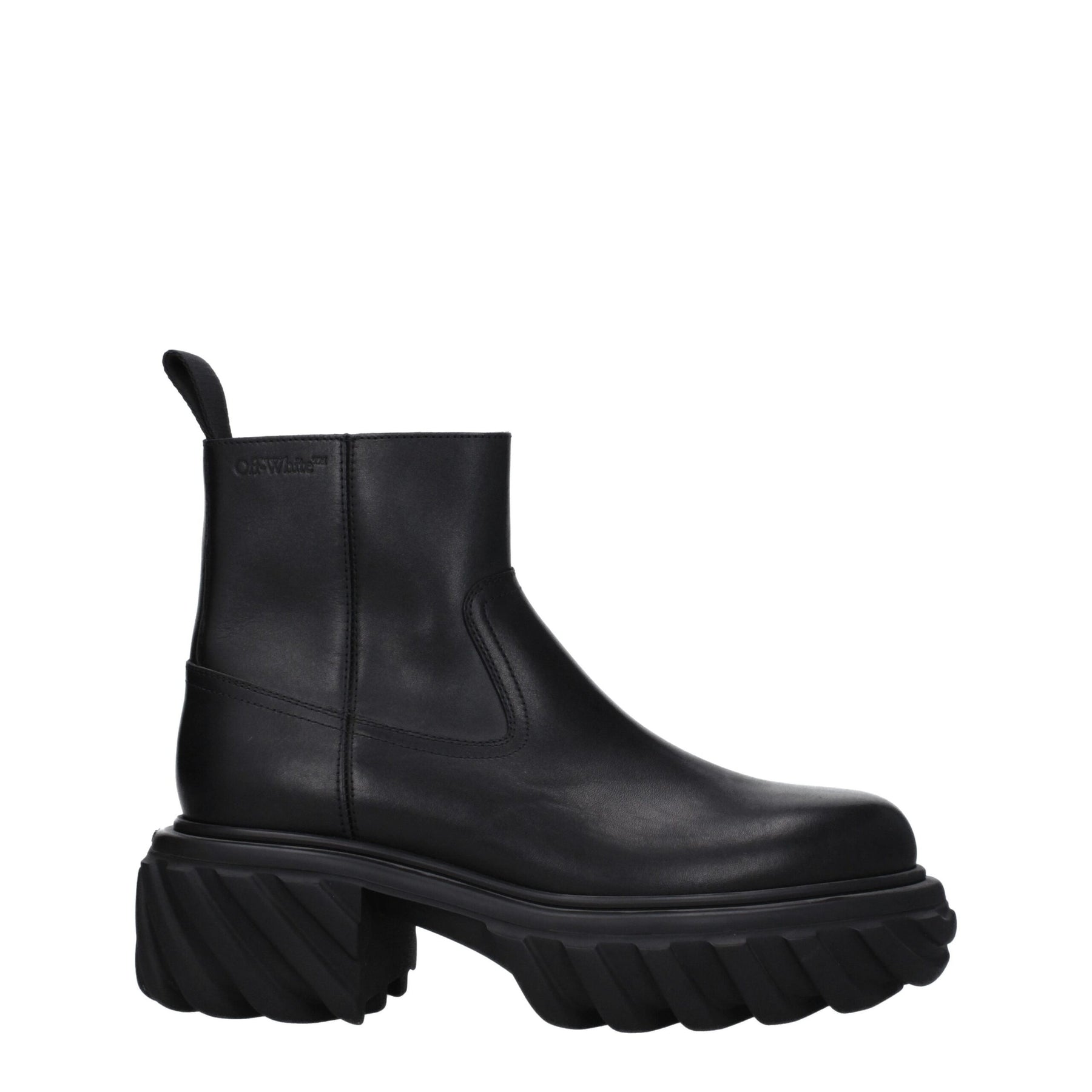 Off-White Black Leather Ankle Boots | Regal Royce