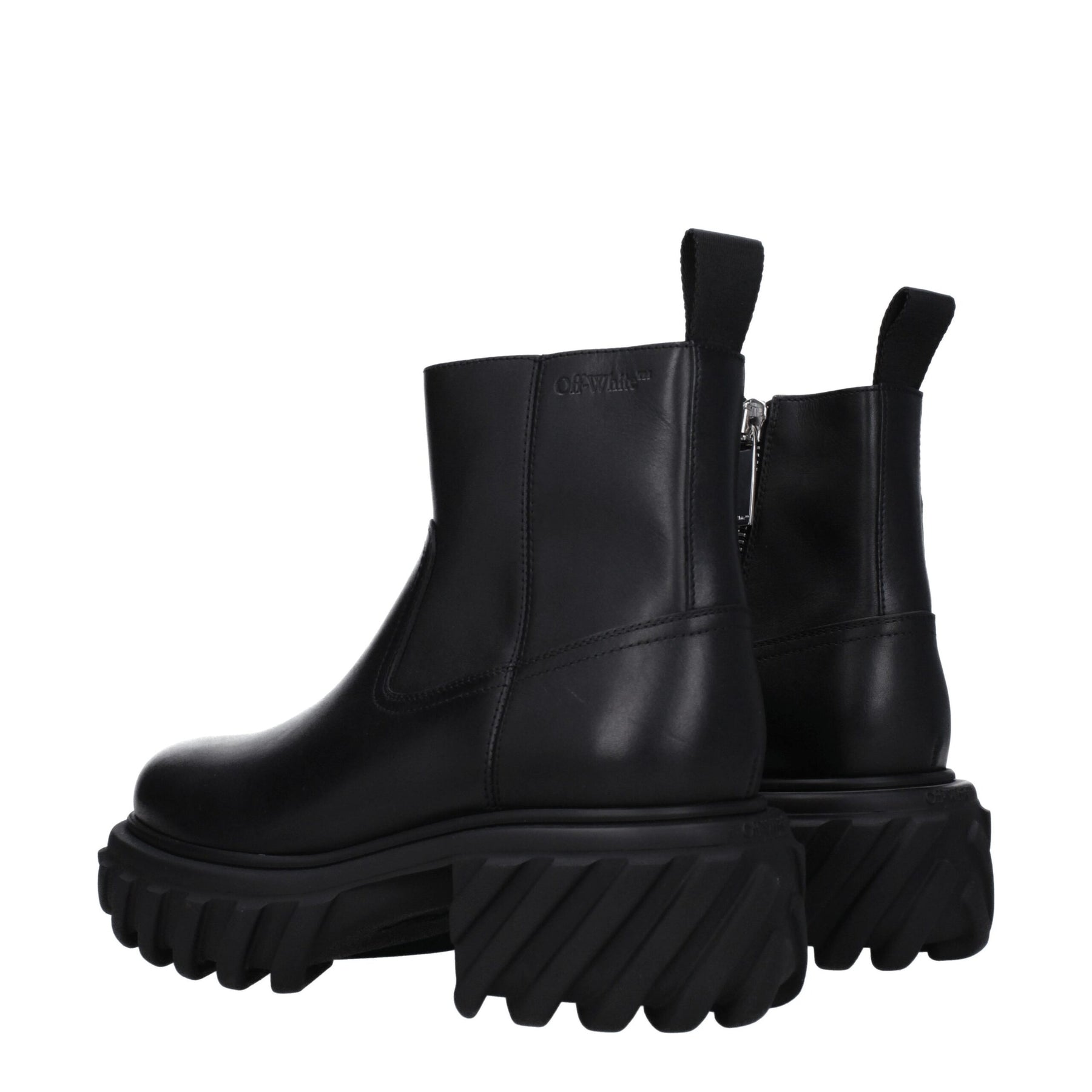 Off-White Black Leather Ankle Boots | Regal Royce