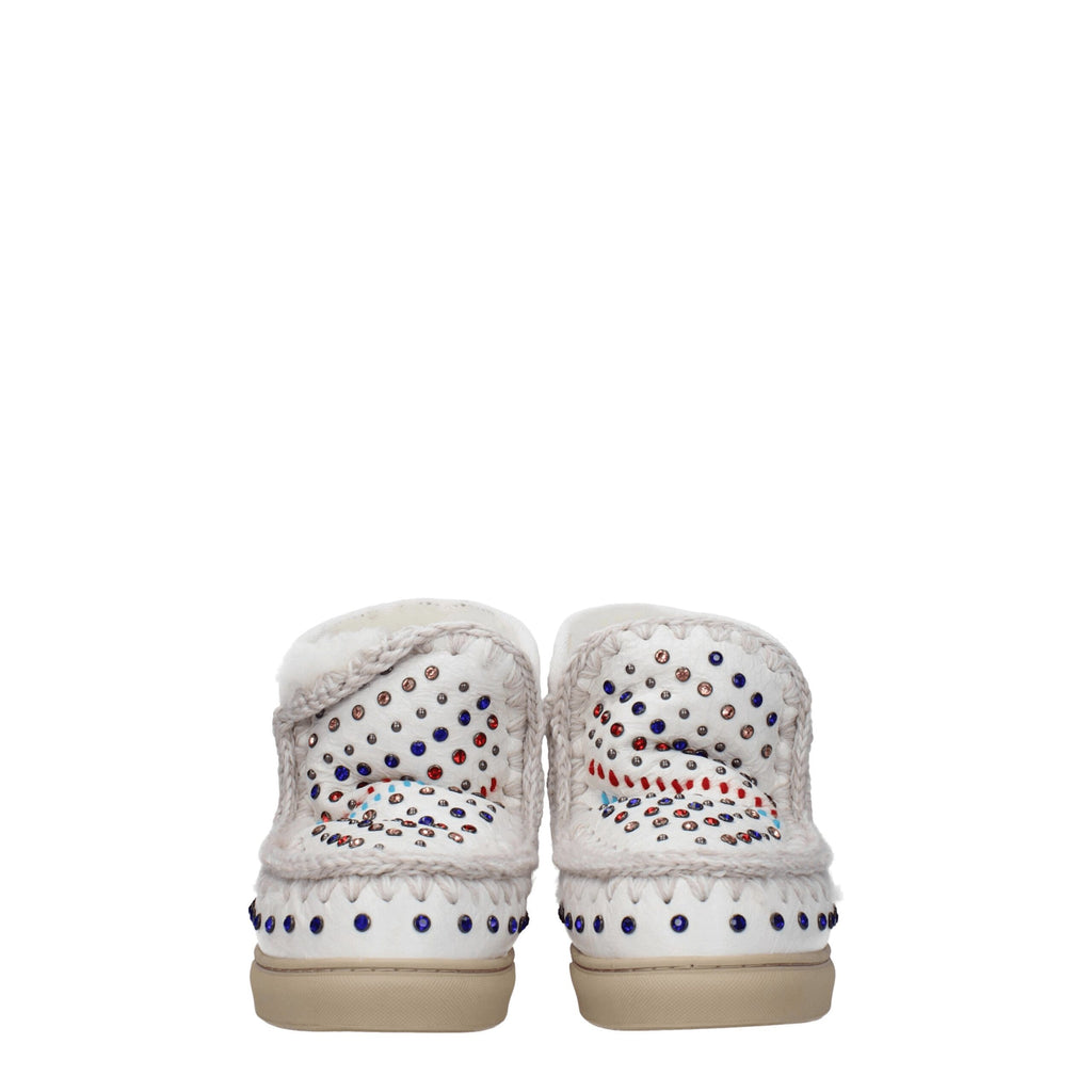 Mou White Leather Ankle Boots