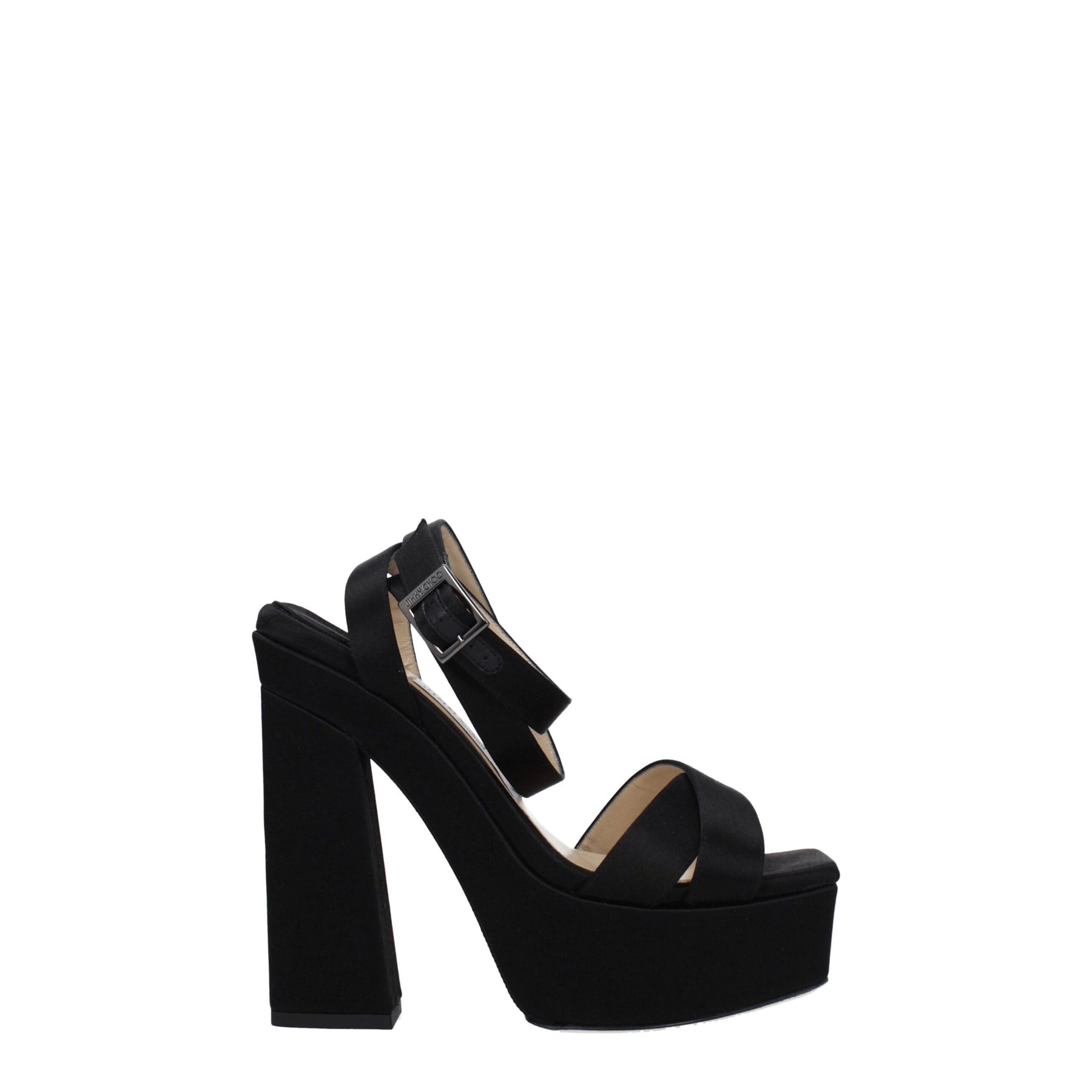 Jimmy Choo Black Satin Platform Sandals | Regal Royce