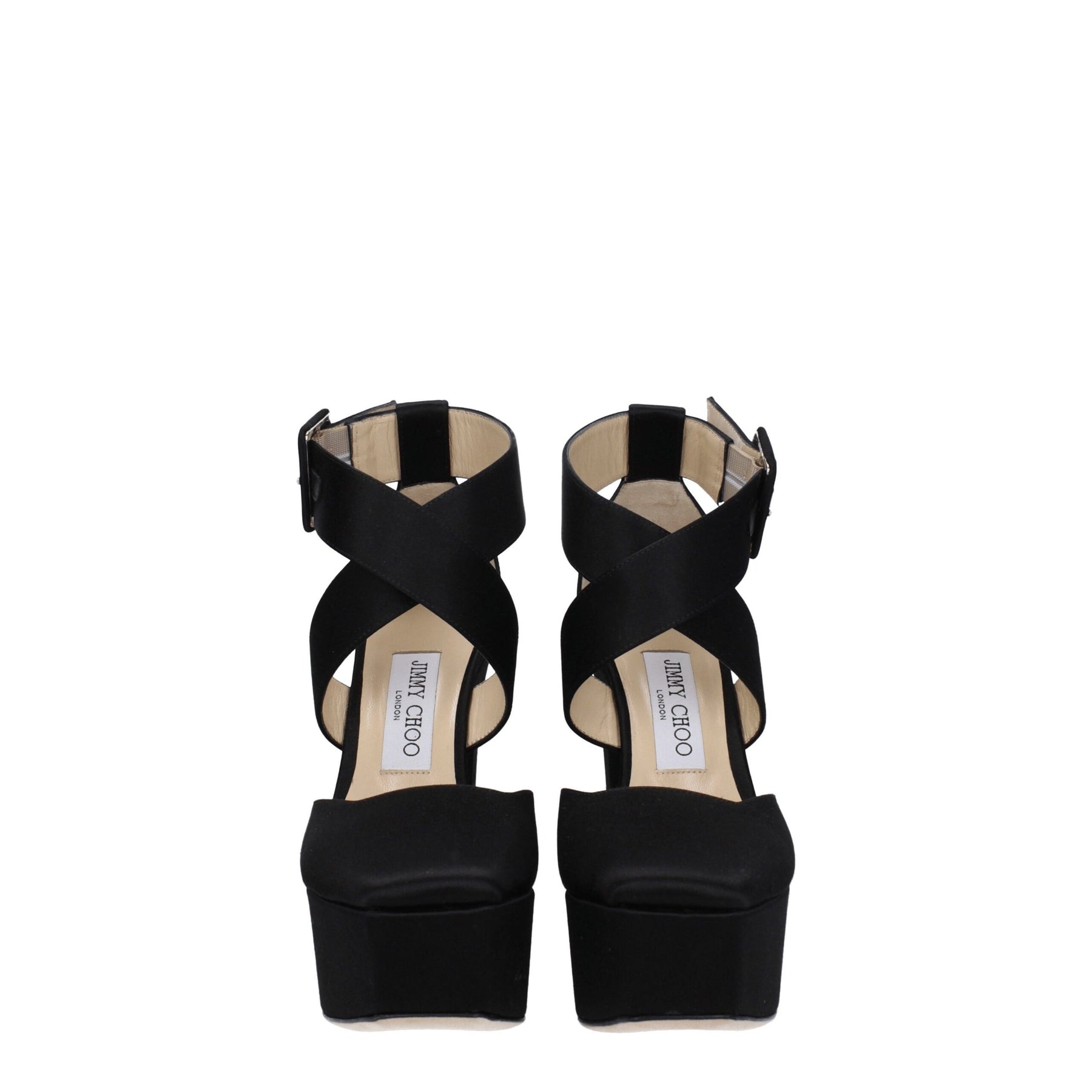Jimmy Choo Black Satin Platform Sandals | Regal Royce