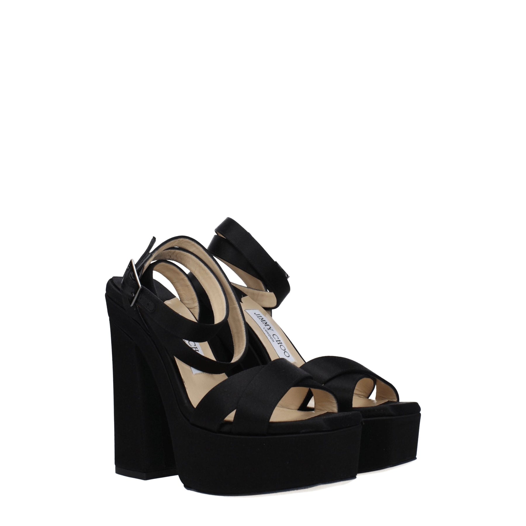 Jimmy Choo Black Satin Platform Sandals | Regal Royce